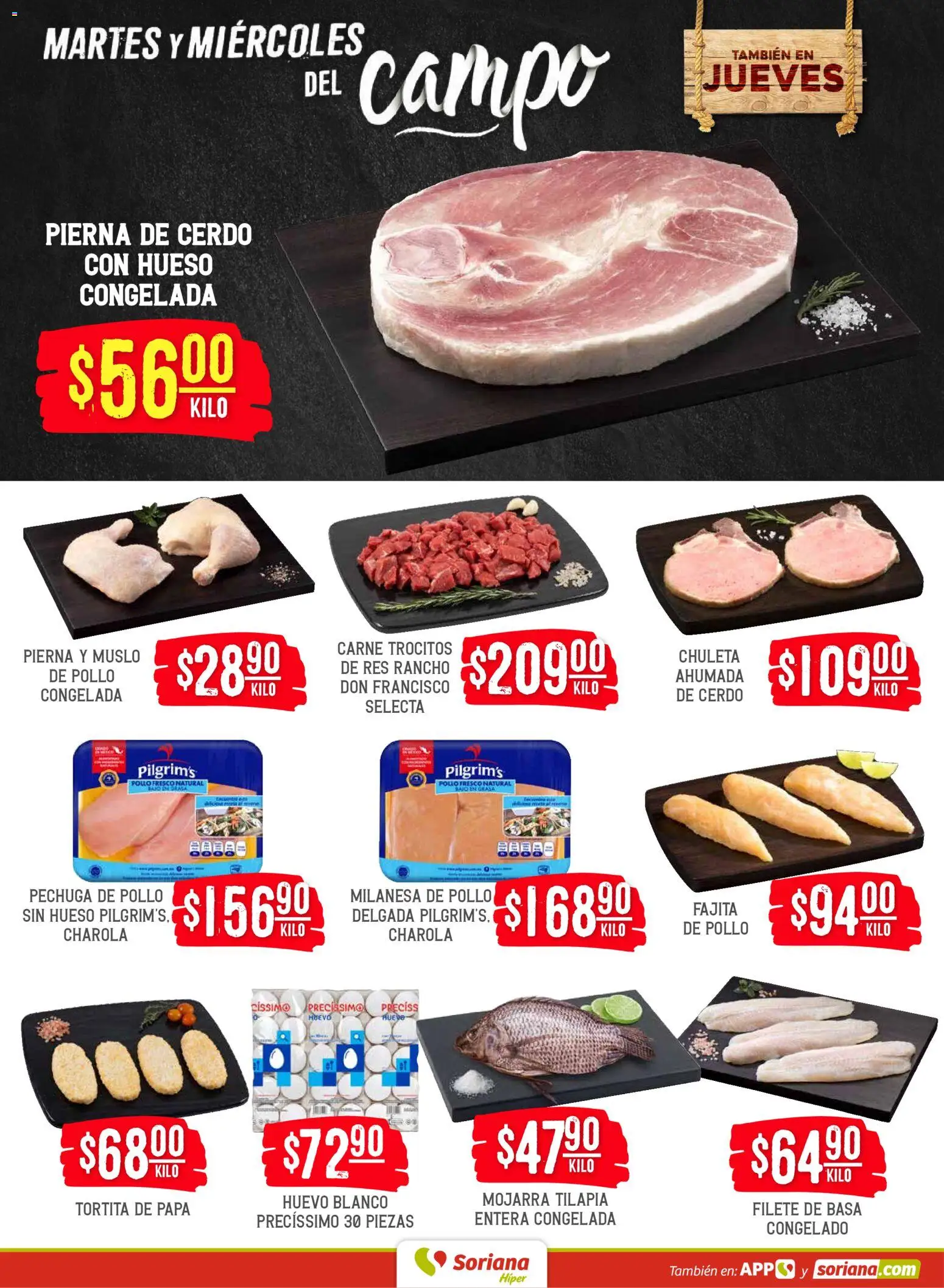 Nuevas ofertas de Soriana válidas en toda la República Mexicana desde el 07.04.2026. ¡Encuentra las mejores ofertas en Soriana Martes y Miércoles del Campo Híper: Tamaulipas (excepto Cd. Victoria y Tampico)! | Página: 4 | Productos: Pollo, Milanesa, Huevo, Res