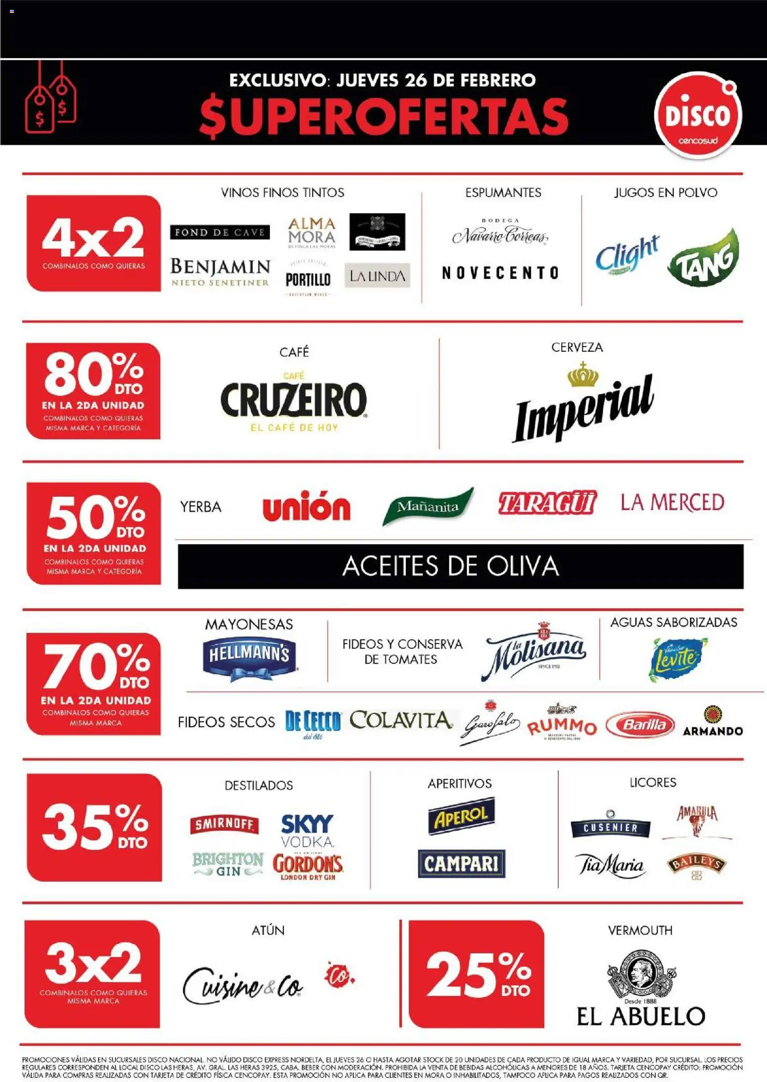 Disco - JUEVES 26 OFERTAS │ válido desde el 25.02.2026 | Página: 1 | Productos: Disco, Polvo, Oliva, Cerveza