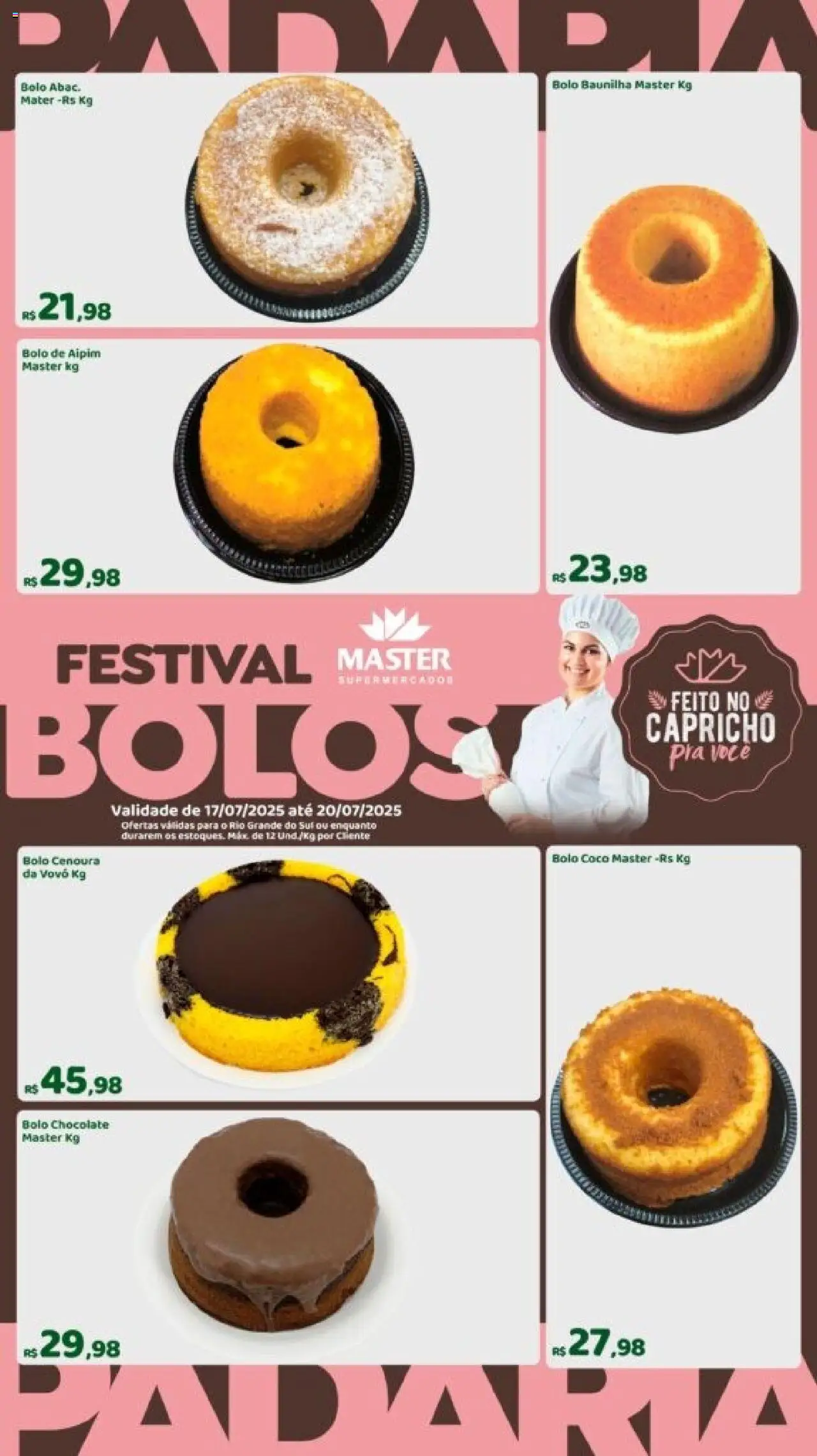 Master Folheto - válido de 17.07.2025 | Página: 1 | Produtos: Coco, Aipim, Chocolate, Bolo