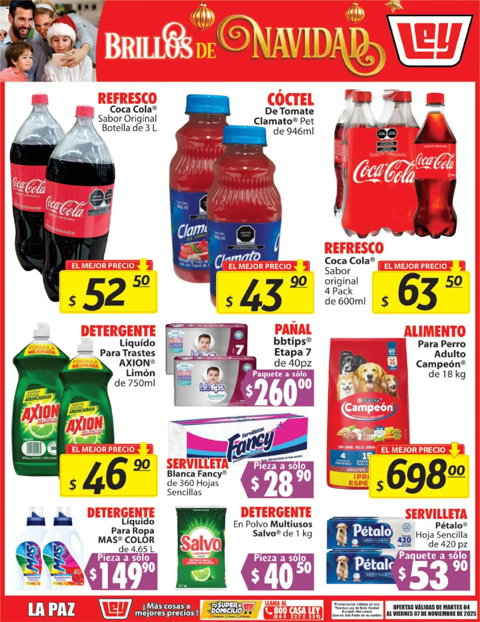Nuevas ofertas de Casa Ley válidas en toda la República Mexicana desde el 04.11.2025. ¡Encuentra las mejores ofertas en Casa Ley folleto Brillos de Navidad! | Página: 4 | Productos: Refresco, Limón, Jugo, Ropa