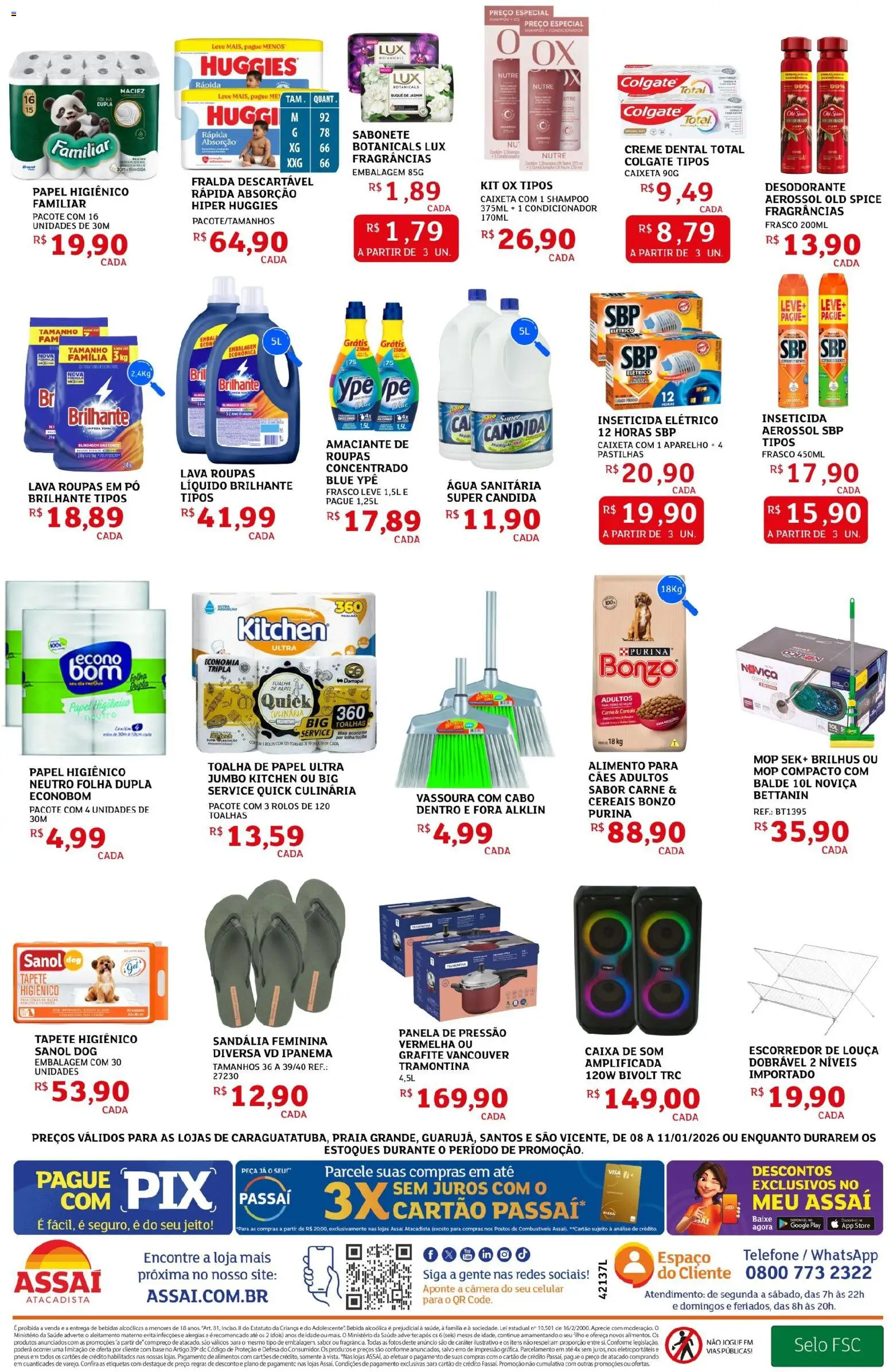 Assaí Atacadista Folheto - válido de 08.01.2026 | Página: 4 | Produtos: Mop, Carne, Bebida, Telefone
