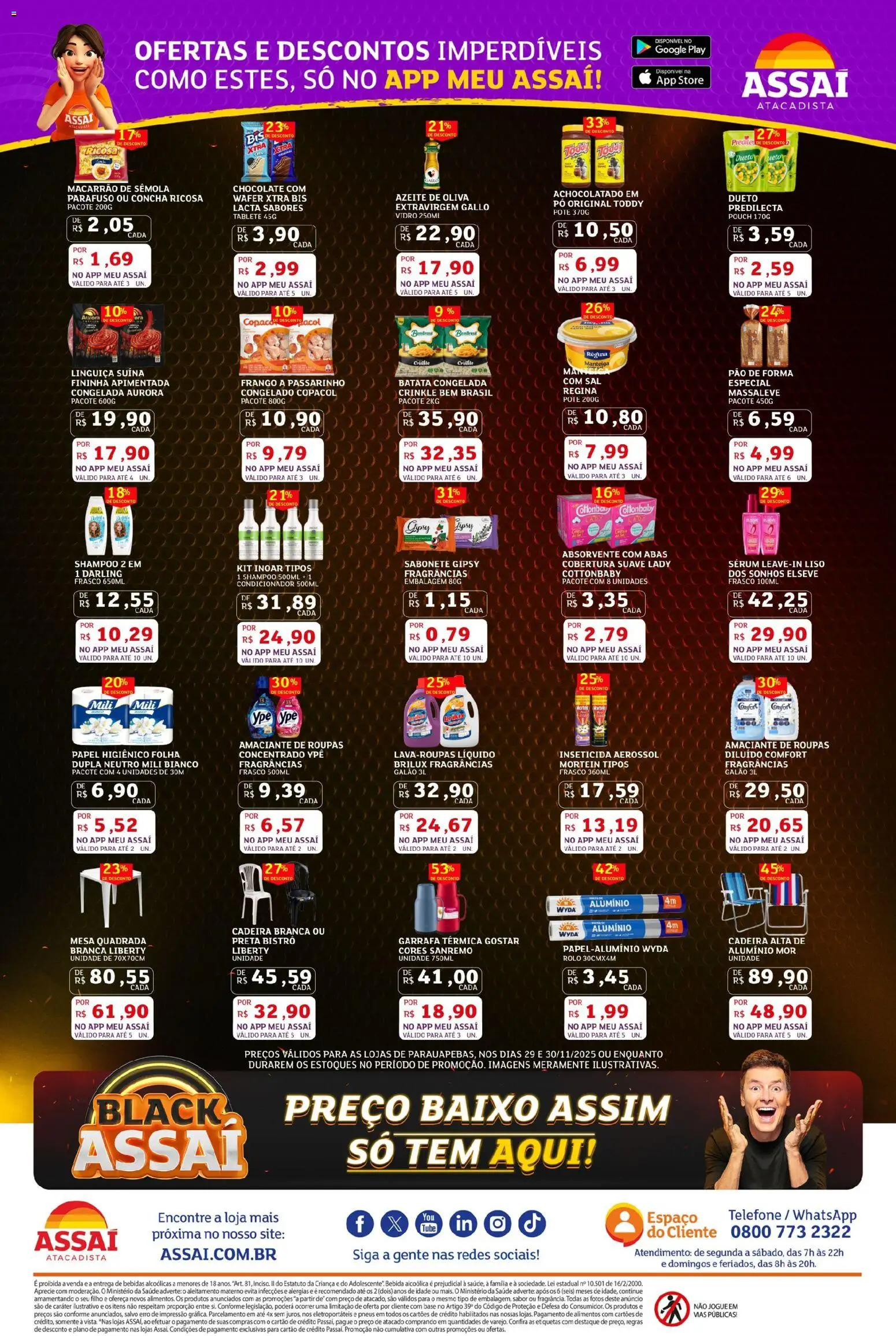 Assaí Atacadista Folheto - válido de 29.11.2025 | Página: 3 | Produtos: Rolo, Mesa, Telefone, Azeite
