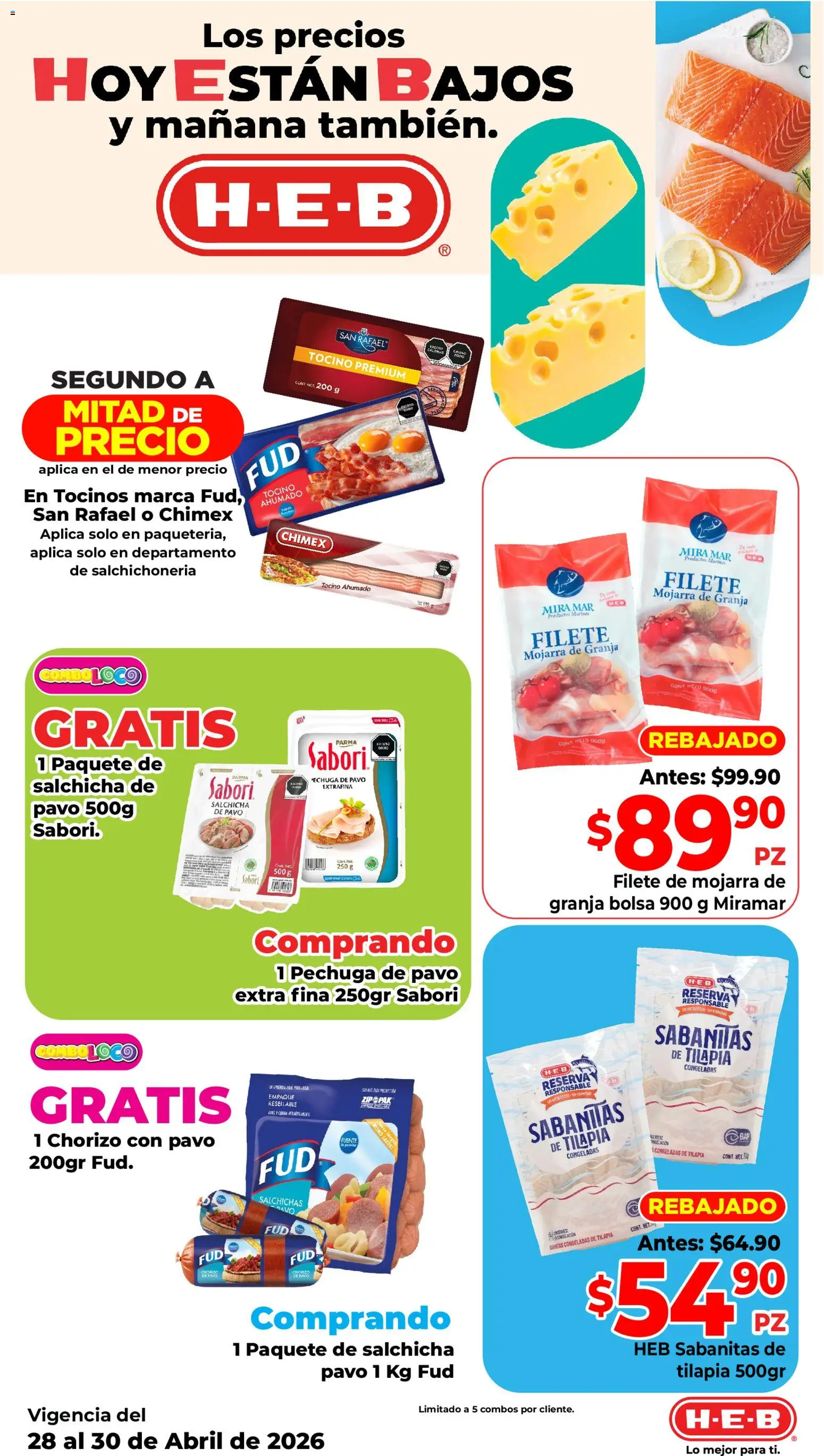 Nuevas ofertas de H-E-B válidas en toda la República Mexicana desde el 28.04.2026. ¡Encuentra las mejores ofertas en H-E-B folleto Calidad! | Página: 3 | Productos: Fuente, Tocino, Bolsa, Chorizo