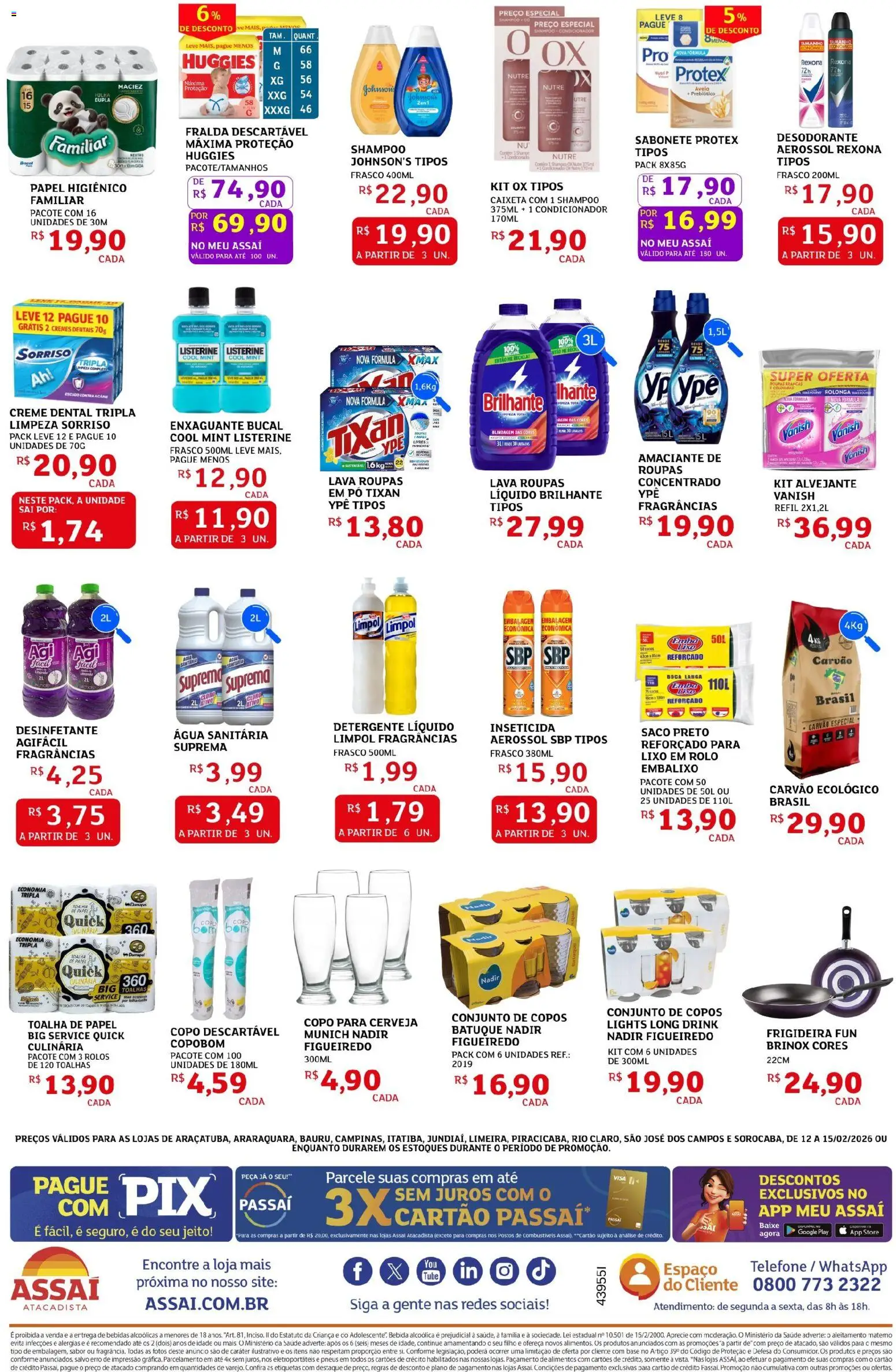 Assaí Atacadista Folheto - válido de 12.02.2026 | Página: 2 | Produtos: Cloro, Rolo, Bebida, Pá