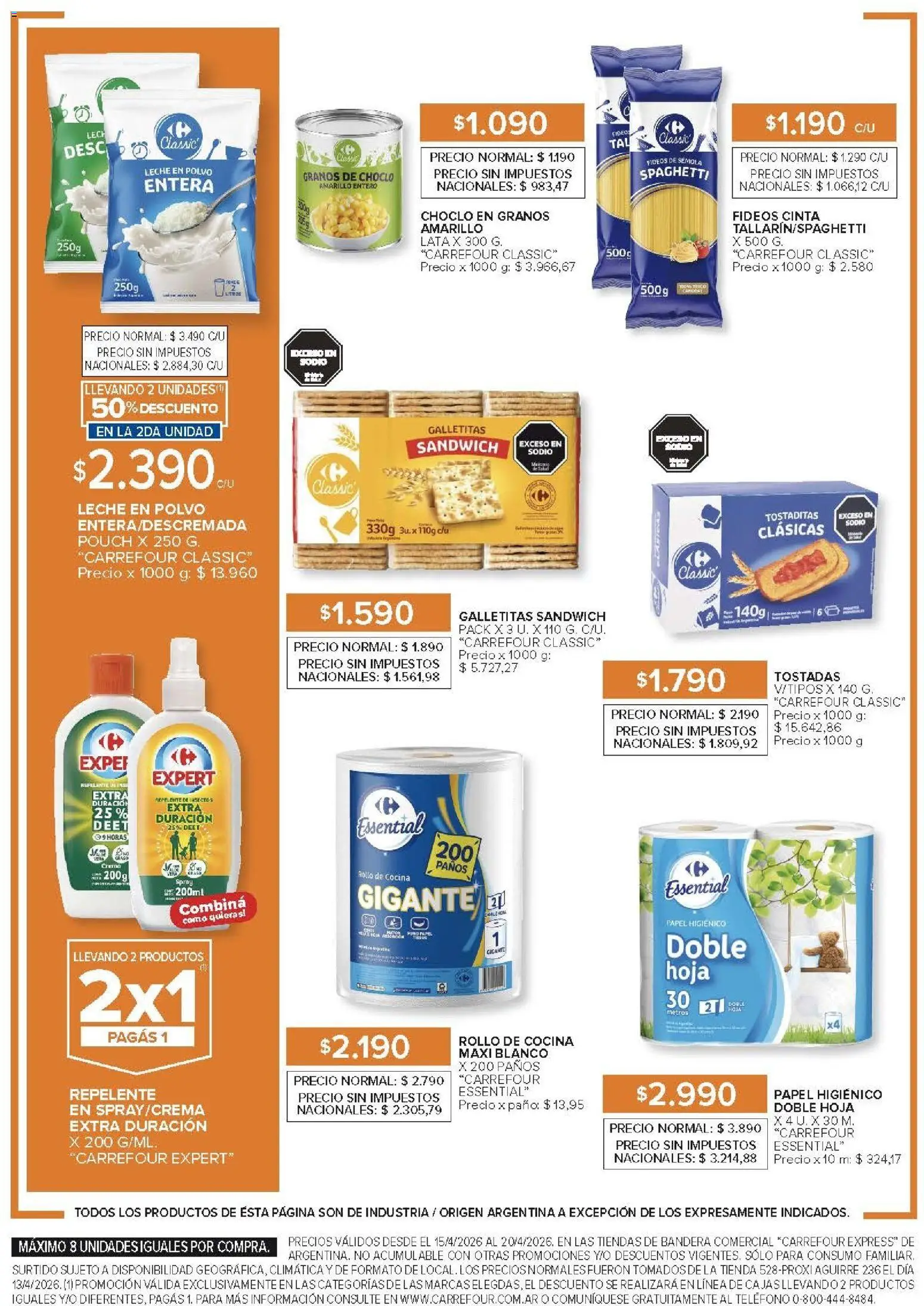 Carrefour Express  │ válido desde el 15.04.2026 | Página: 3 | Productos: Cocina, Galletitas, Polvo, Fideos