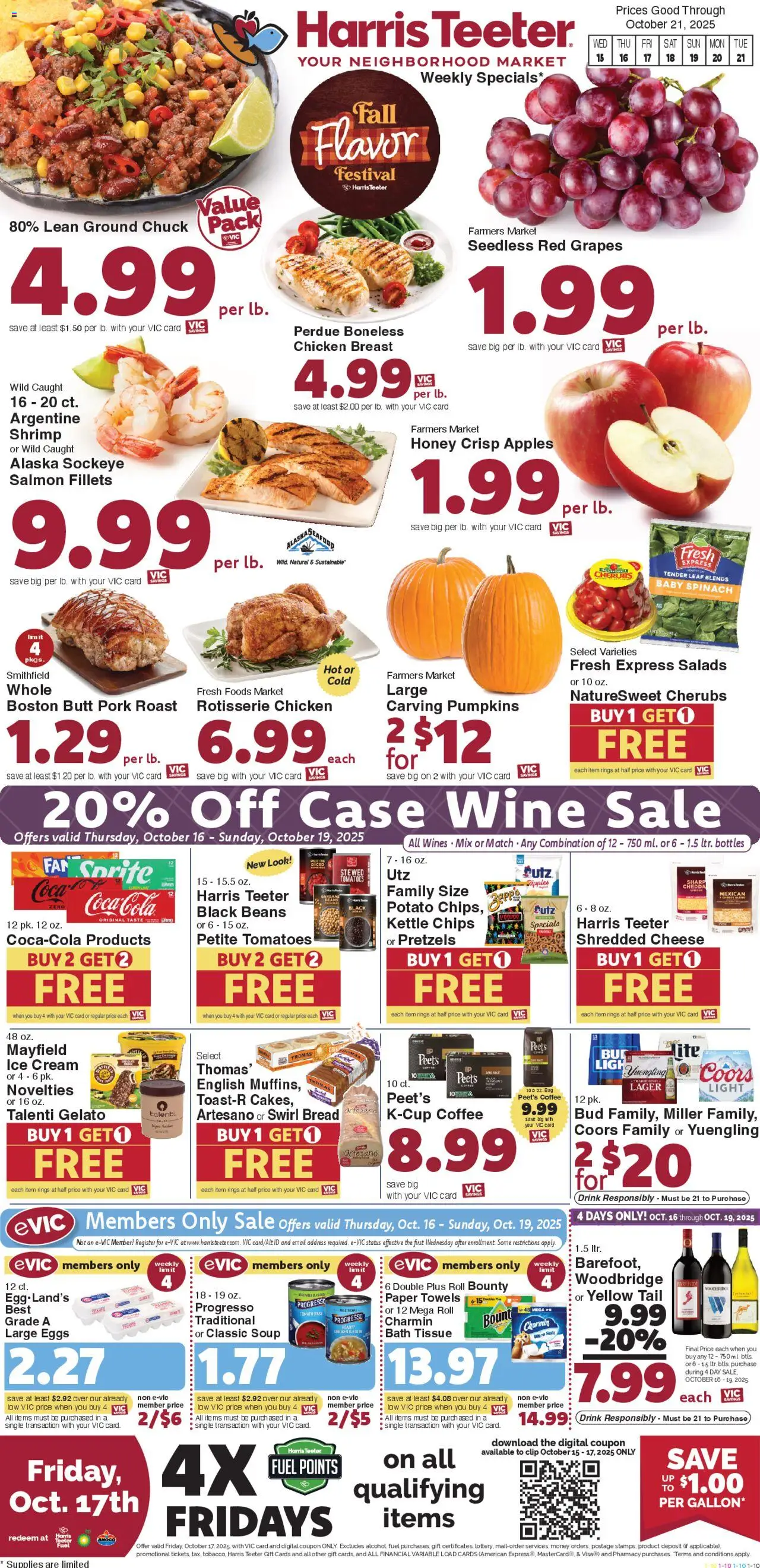 Harris Teeter Weekly Ad - valid from 15.10.2025 | Page: 1 | Products: Eggs, Wine, Chips, Bag
