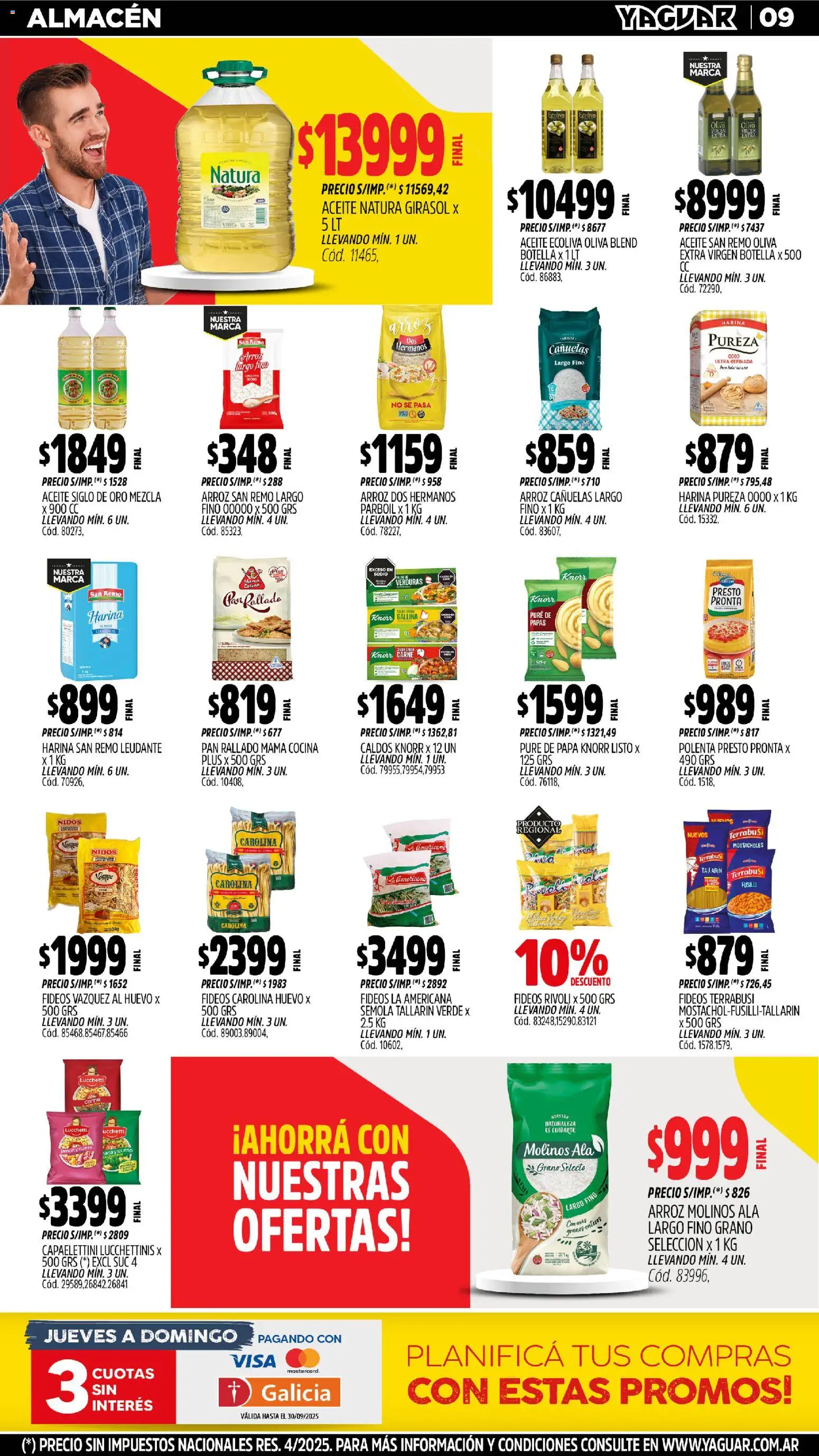 Yaguar - Salta │ válido desde el 27.10.2025 | Página: 9 | Productos: Polenta, Huevo, Fideos, Pan rallado