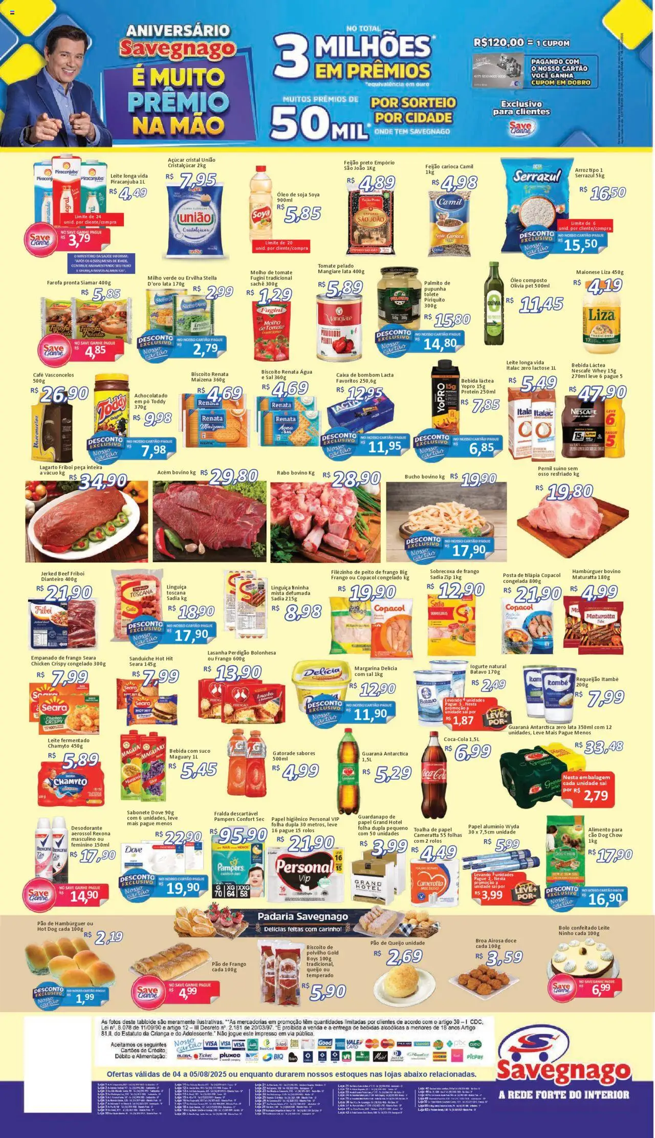 Savegnago Folheto - válido de 04.08.2025 | Página: 2 | Produtos: Palmito, Sabonete, Bombom, Peito de frango