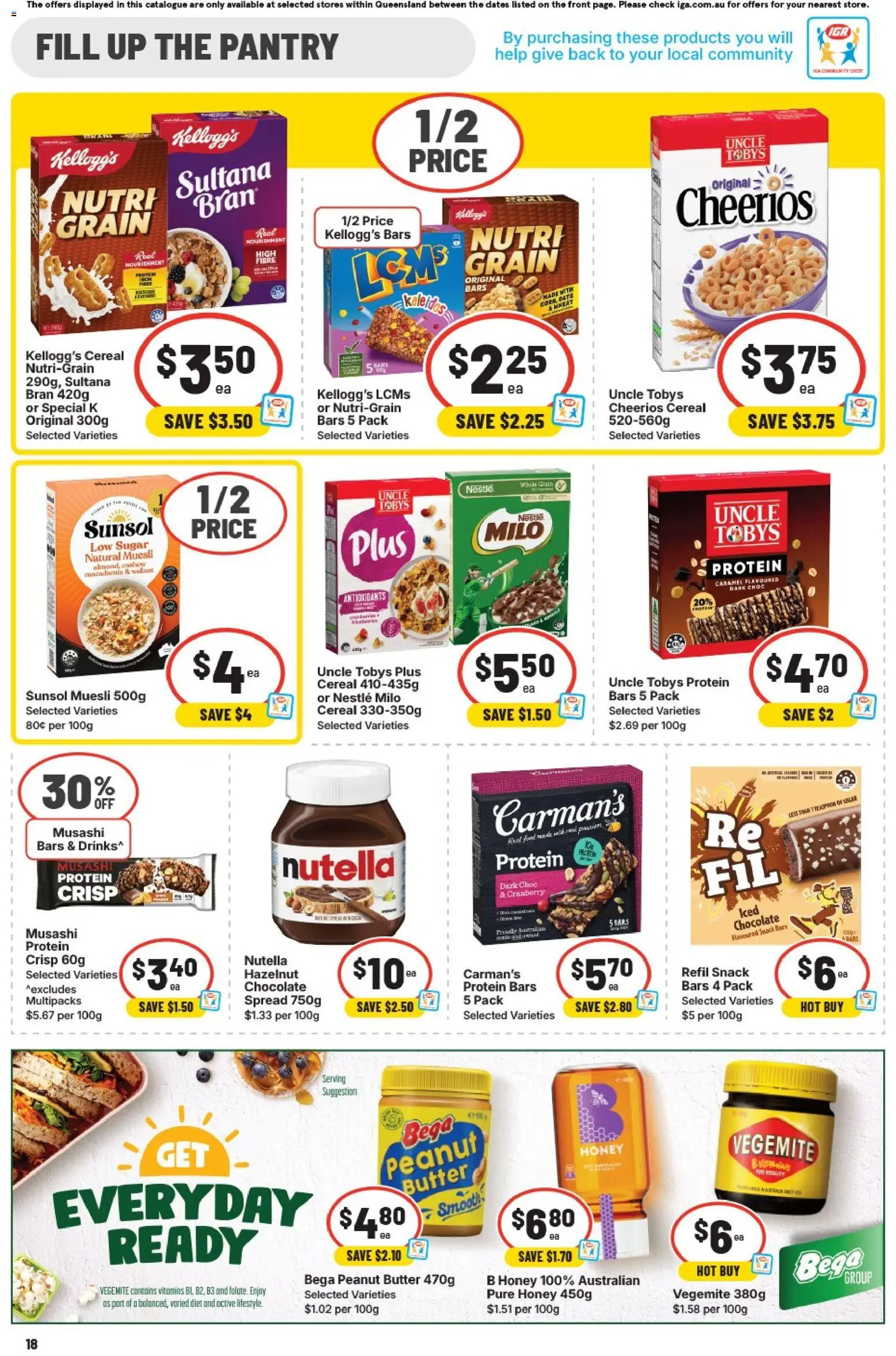 IGA catalogue - valid from 21.01.2026 | Page: 14 | Products: Butter, Nutella, Cereal, Vegemite