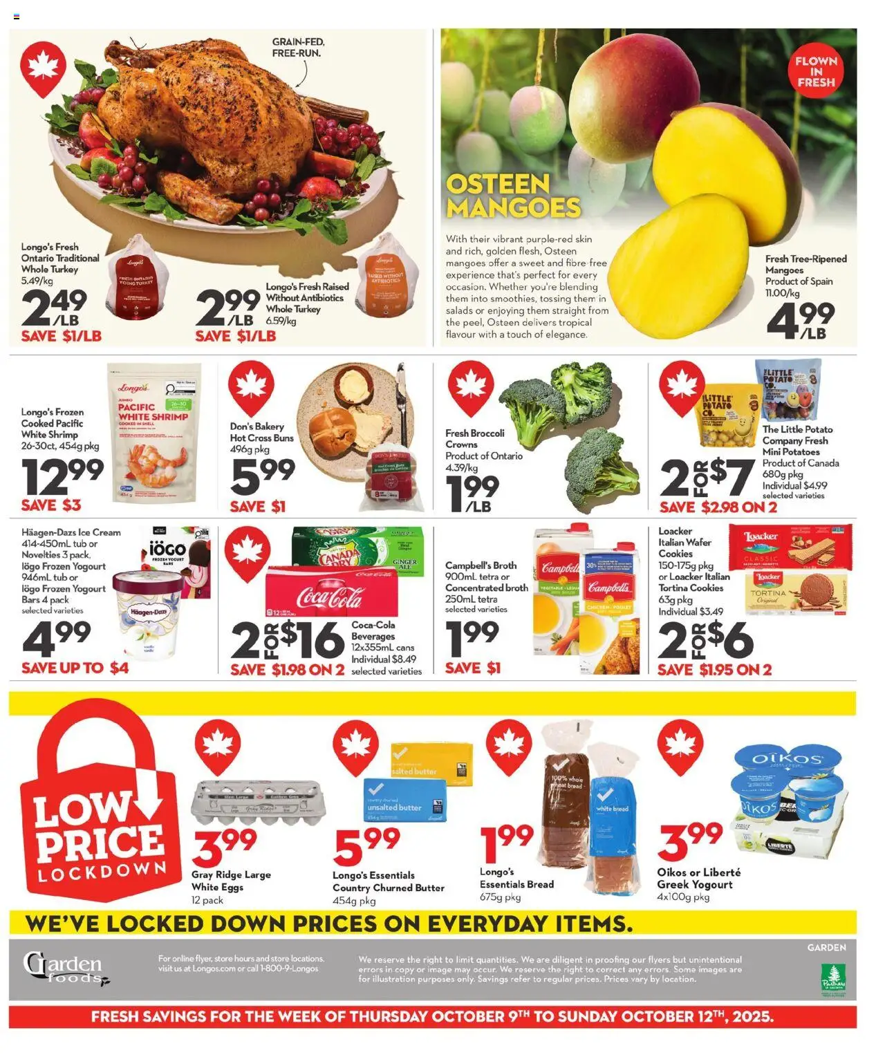 Longo's flyer valid from 09.10.2025 | Page: 5 | Products: Hat, Ice cream, Turkey, Bread