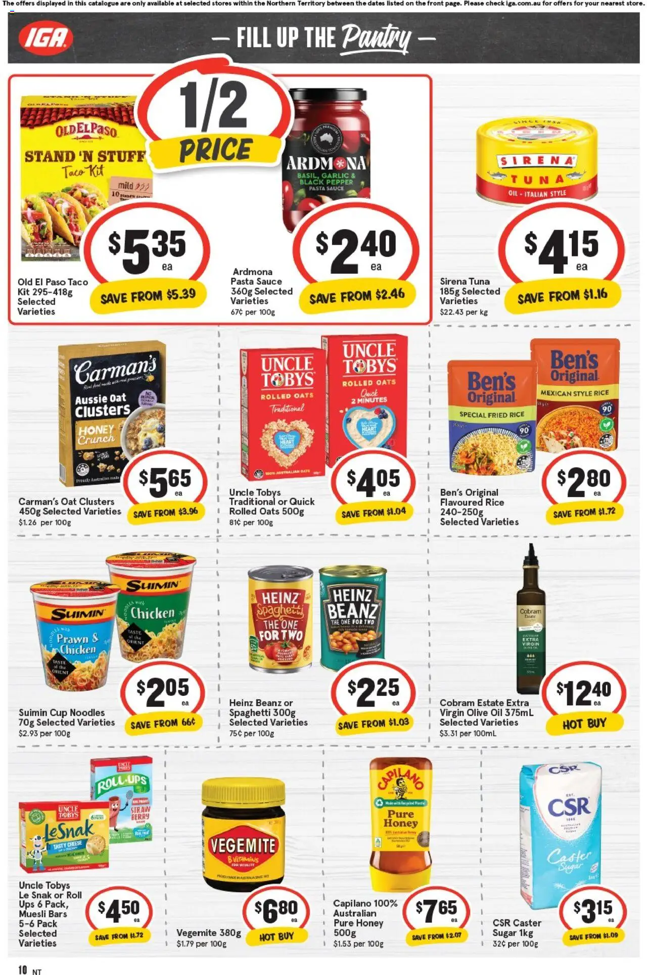 IGA catalogue - valid from 01.10.2025 | Page: 10 | Products: Oats, Sauce, Tuna, UPS