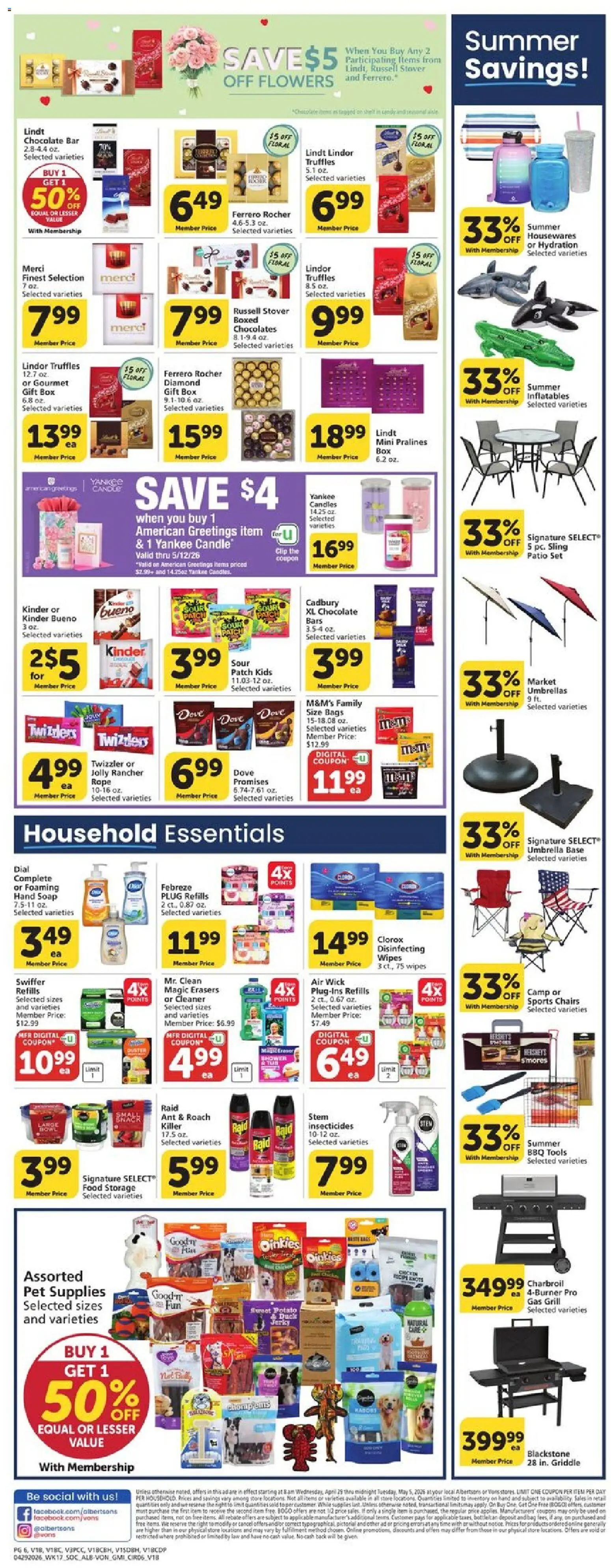 Vons Weekly Ad - valid from 29.04.2026 | Page: 6 | Products: Clip, Shower, Chocolate, Grill