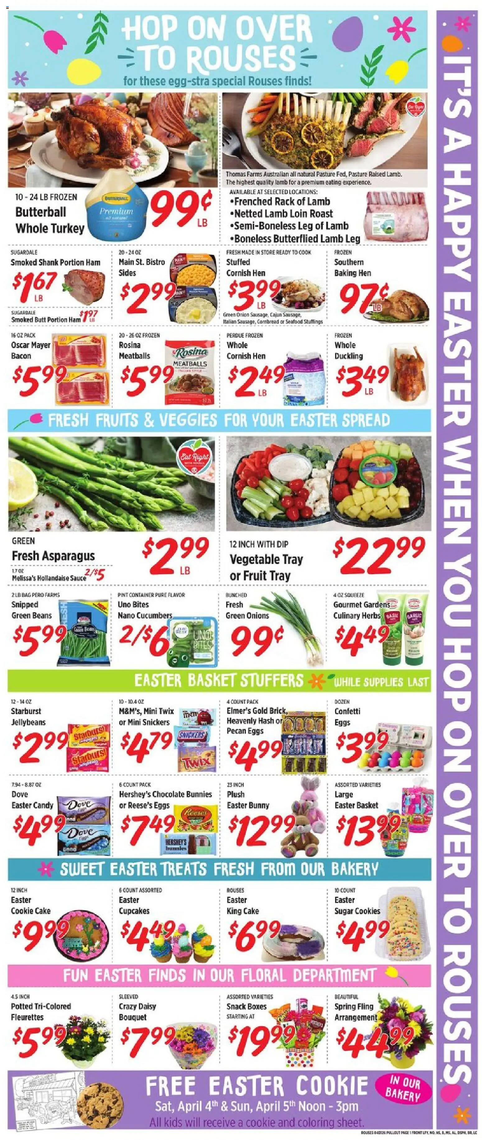 Rouses Weekly Ad - AL - valid from 01.04.2026 | Page: 4 | Products: Eggs, Chocolate, Fruits, Bag