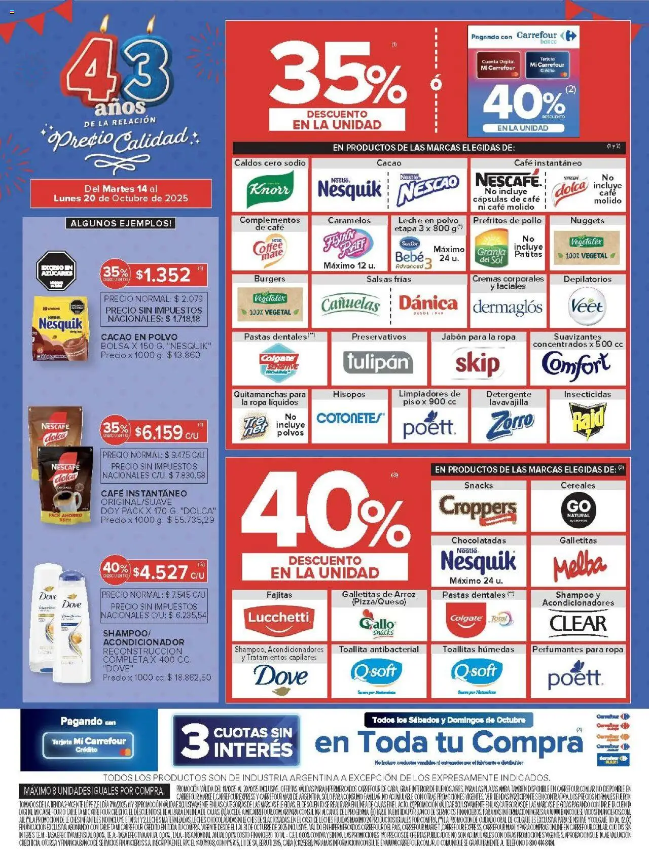 Carrefour ofertas │ válido desde el 14.10.2025 | Página: 13 | Productos: Toallitas húmedas, Quitamanchas, Cereales, Preservativos