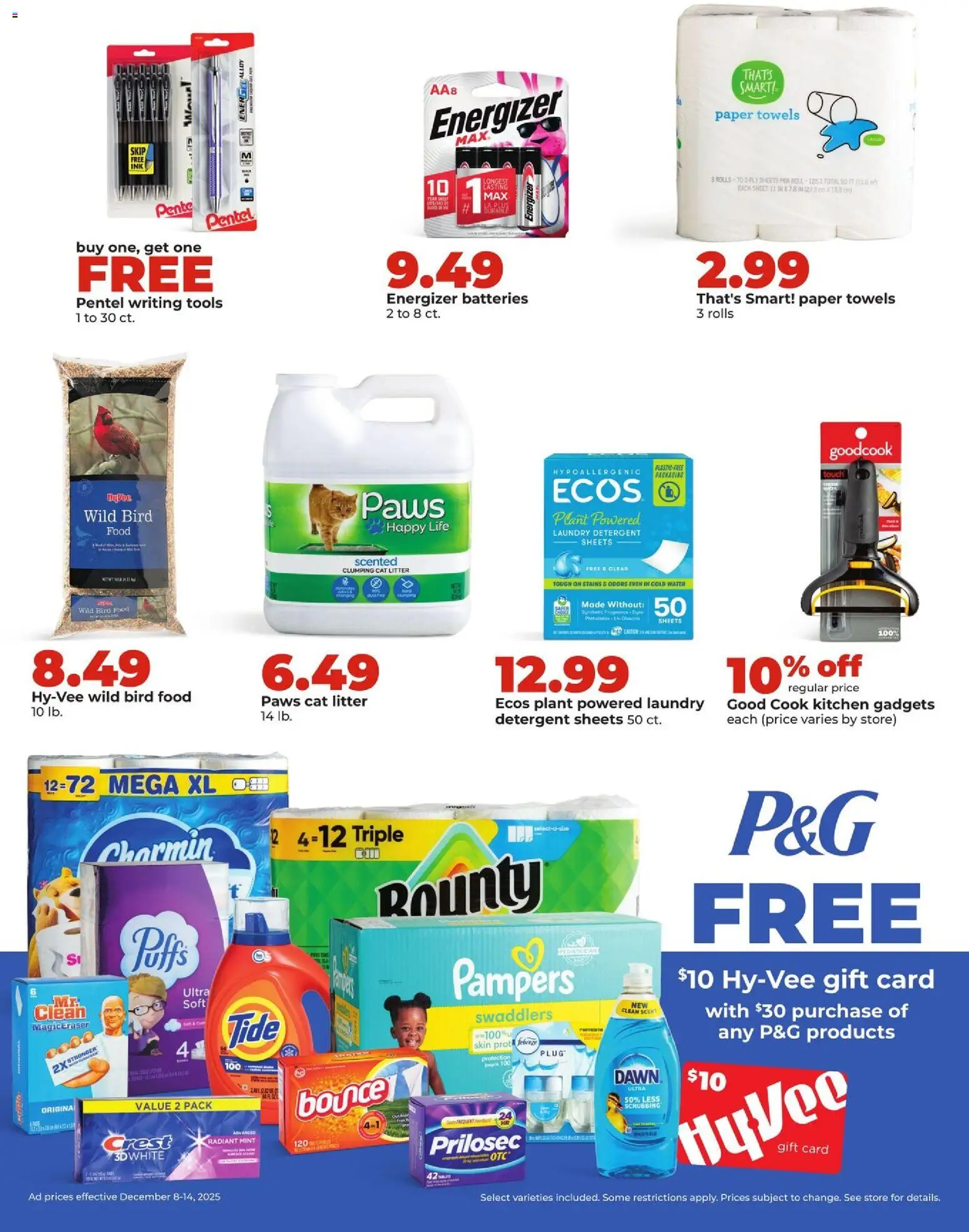 HyVee Weekly Ad - valid from 08.12.2025 | Page: 39 | Products: Cat Litter, Detergent, Water, Sheet