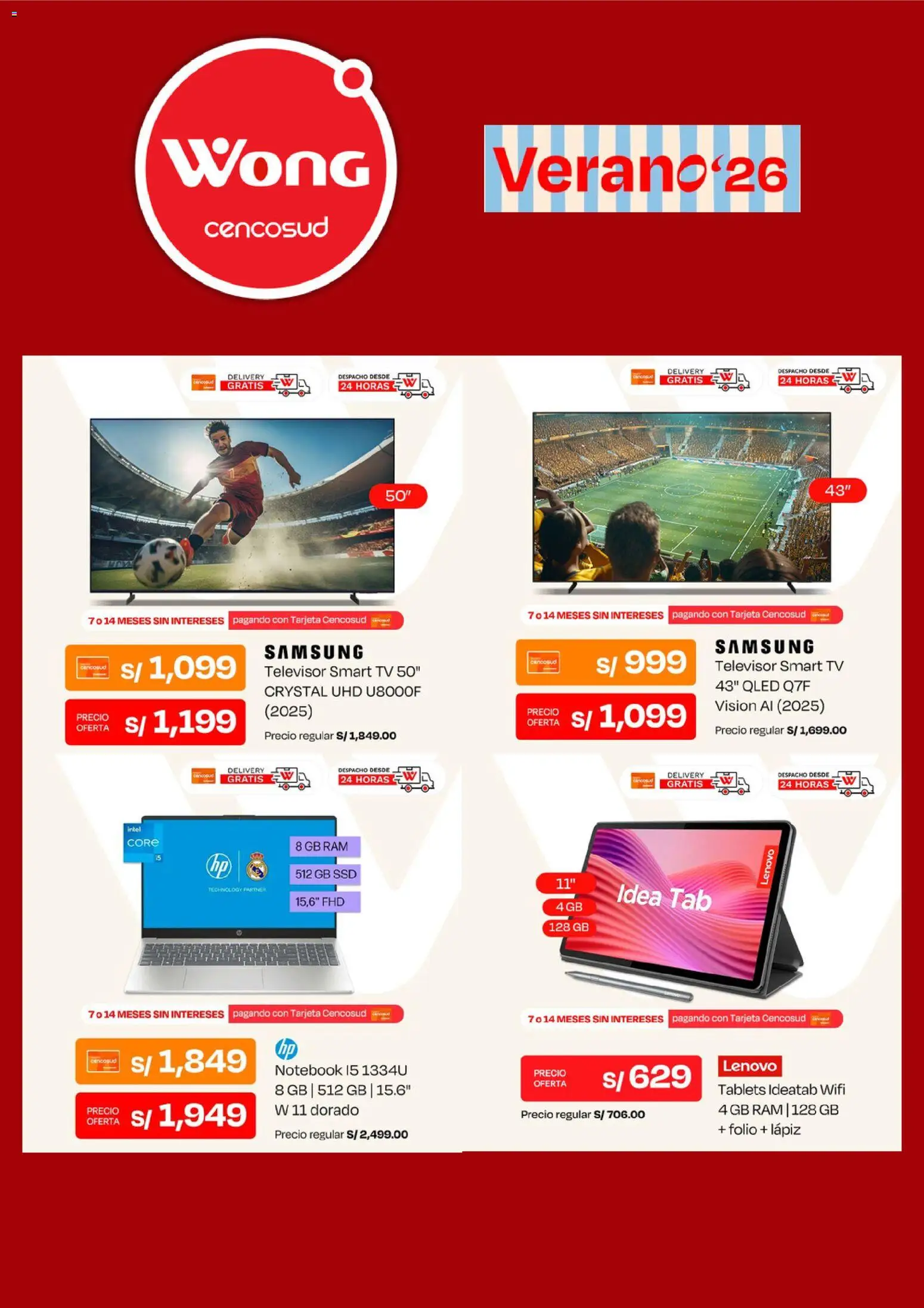 Catálogo Wong válido desde 24.04.2026 | Página: 4 | Productos: Notebook, Televisor