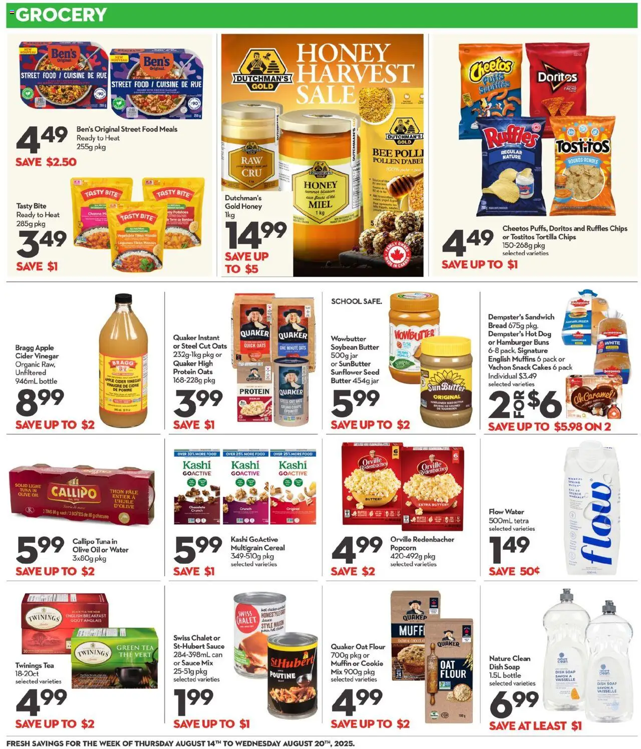Longo's flyer valid from 14.08.2025 | Page: 9 | Products: Potatoes, Soap, Yogurt, Bread