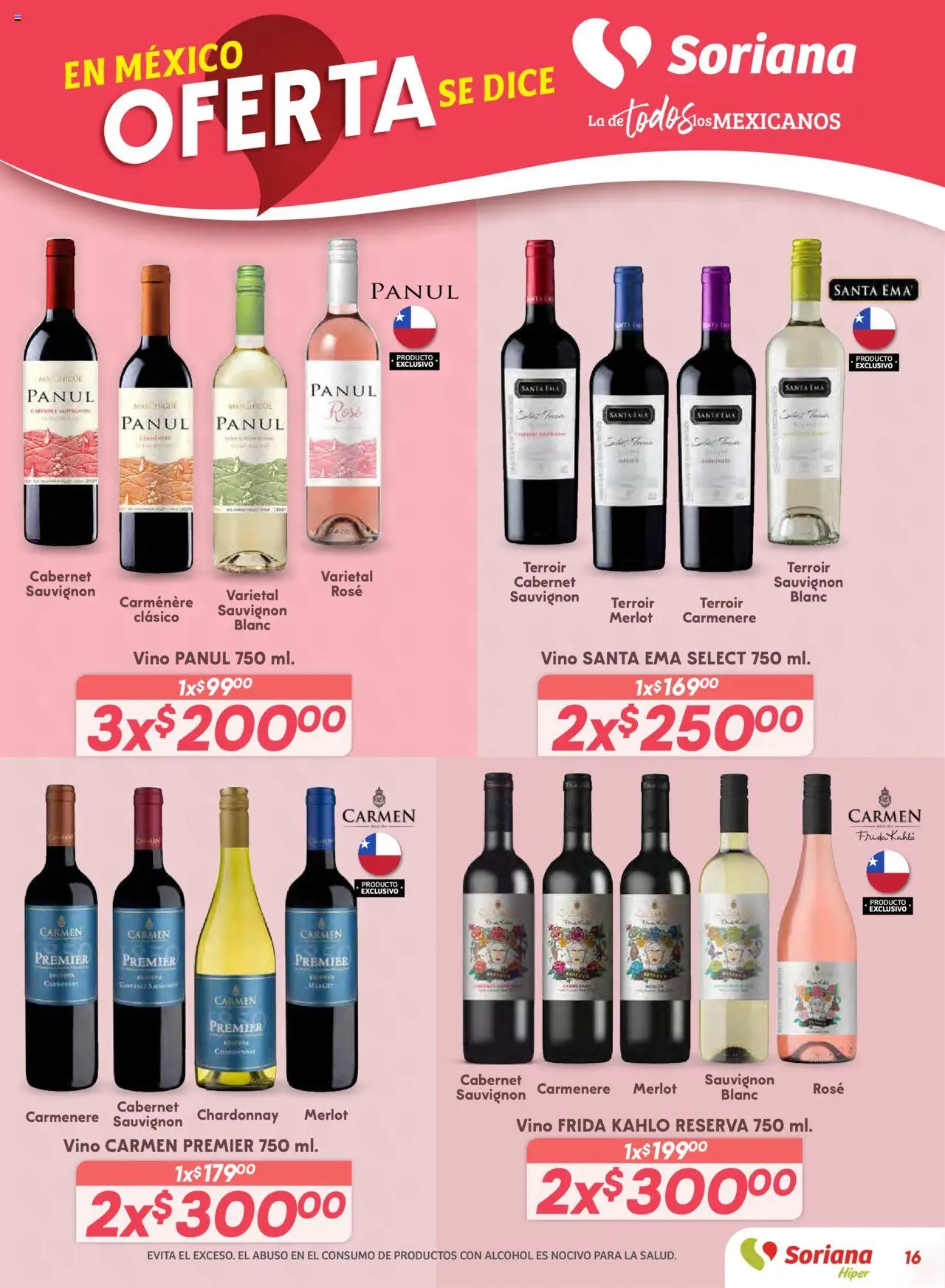 Nuevas ofertas de Soriana válidas en toda la República Mexicana desde el 16.10.2025. ¡Encuentra las mejores ofertas en Soriana - Preciazazaso Híper: BCS, Jal, Nay, Sin, Son! | Página: 16 | Productos: Vino