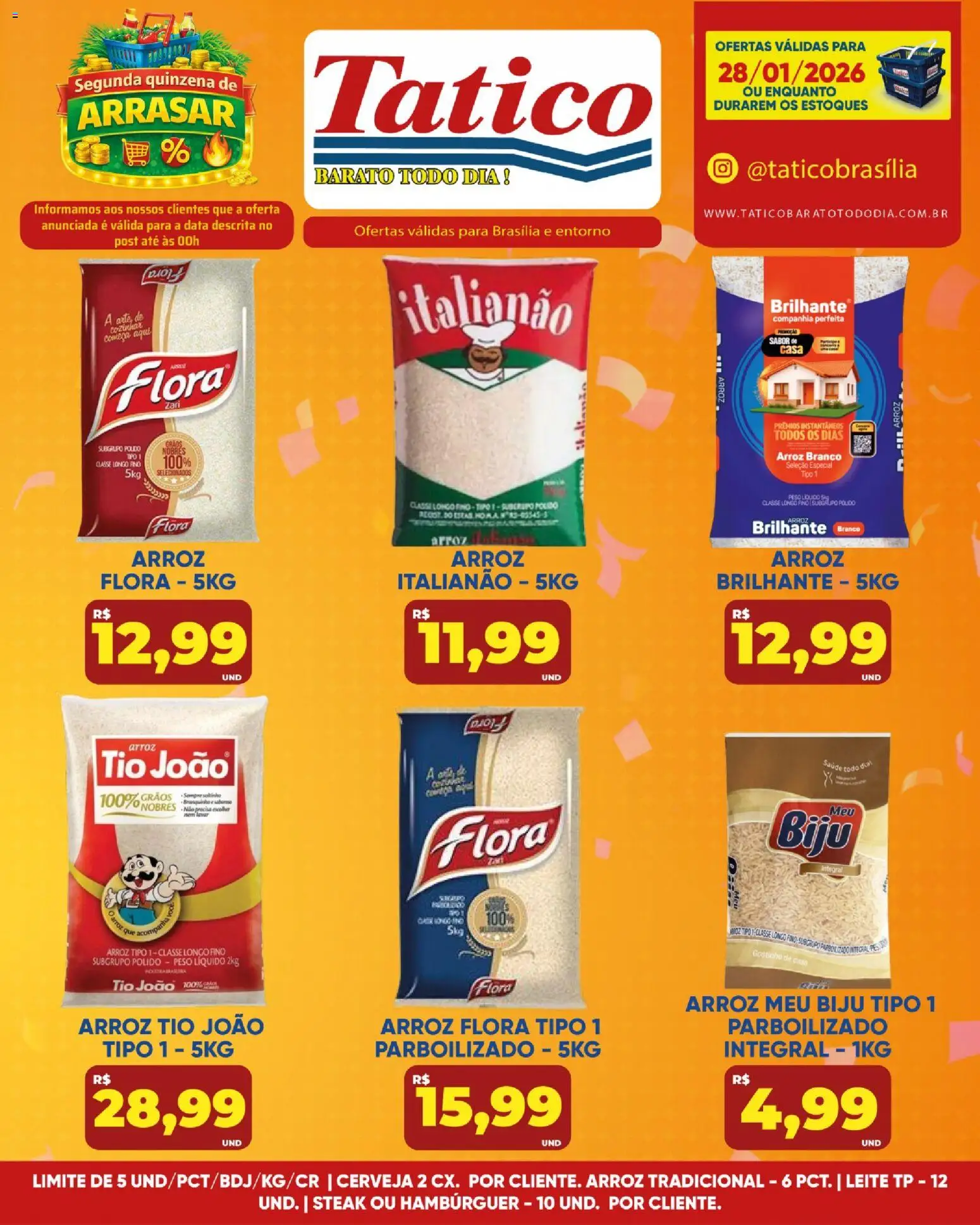 Tatico Folheto - válido de 28.01.2026 | Página: 1 | Produtos: Leite, Cerveja, Arroz, Hambúrguer