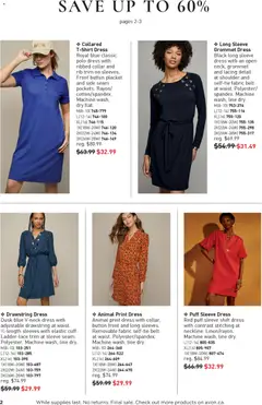 Preview of Drawstring Dress, Dusk blue V-neck dress with adjustable drawstring at waist. ¾-length sleeves with elastic cuff. Ladder-lace trim at sleeve seam. Polyester. Machine wash, line dry. from shop Avon valid from 01.01.2026 | Page: 2