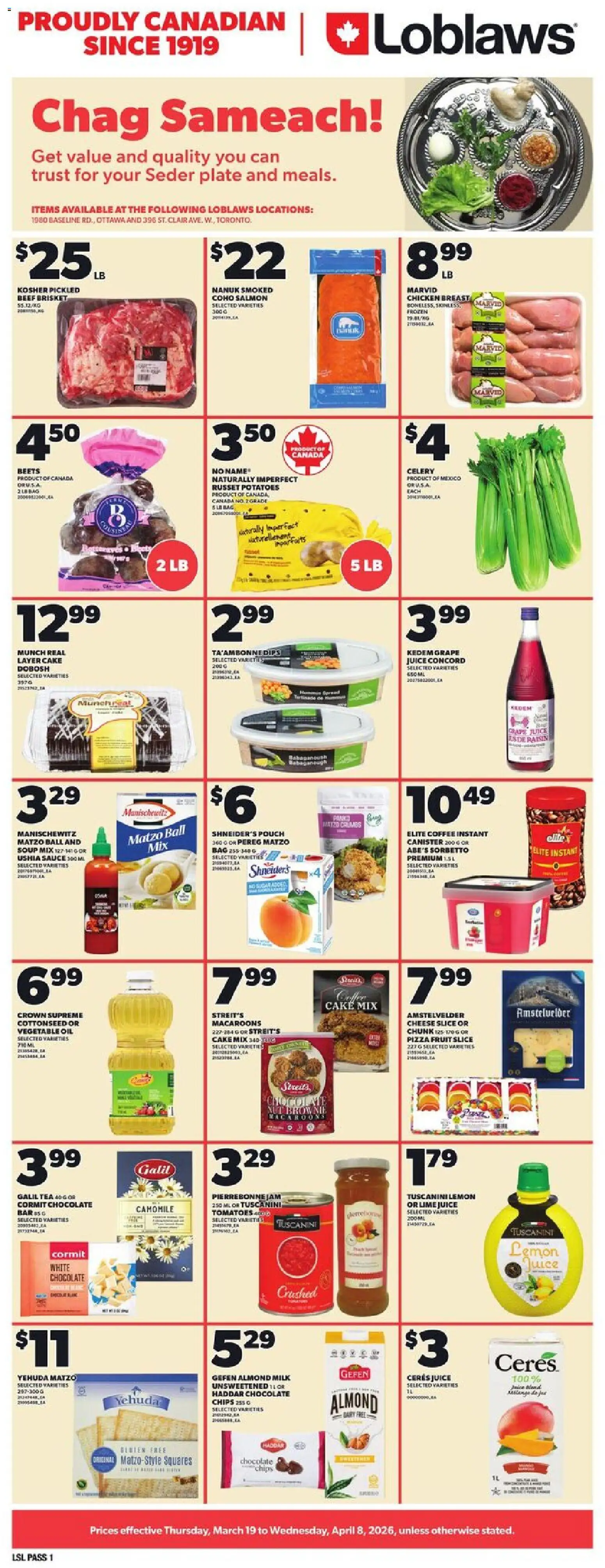 Loblaws flyer valid from 19.03.2026 | Page: 1 | Products: Chips, Oil, Pizza, Tomatoes