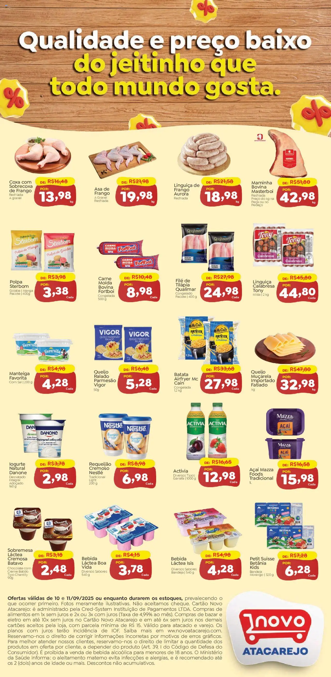 Novo Atacarejo Folheto - válido de 10.09.2025 | Página: 2 | Produtos: Linguiça, Manteiga, Bandeja, Açaí
