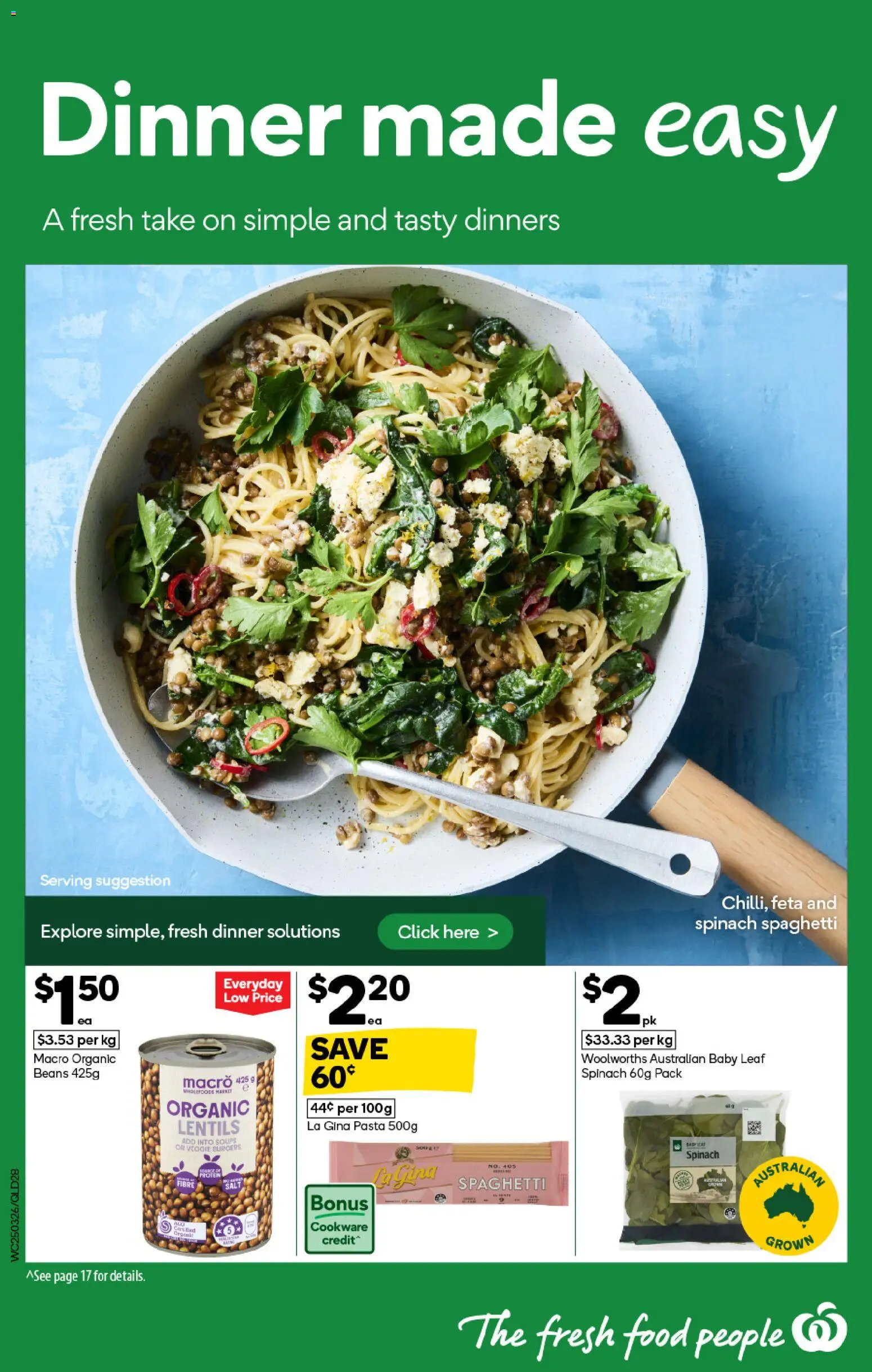 Woolworths catalogue - valid from 25.03.2026 | Page: 28 | Products: Cookware, Pasta, Spinach, Salt