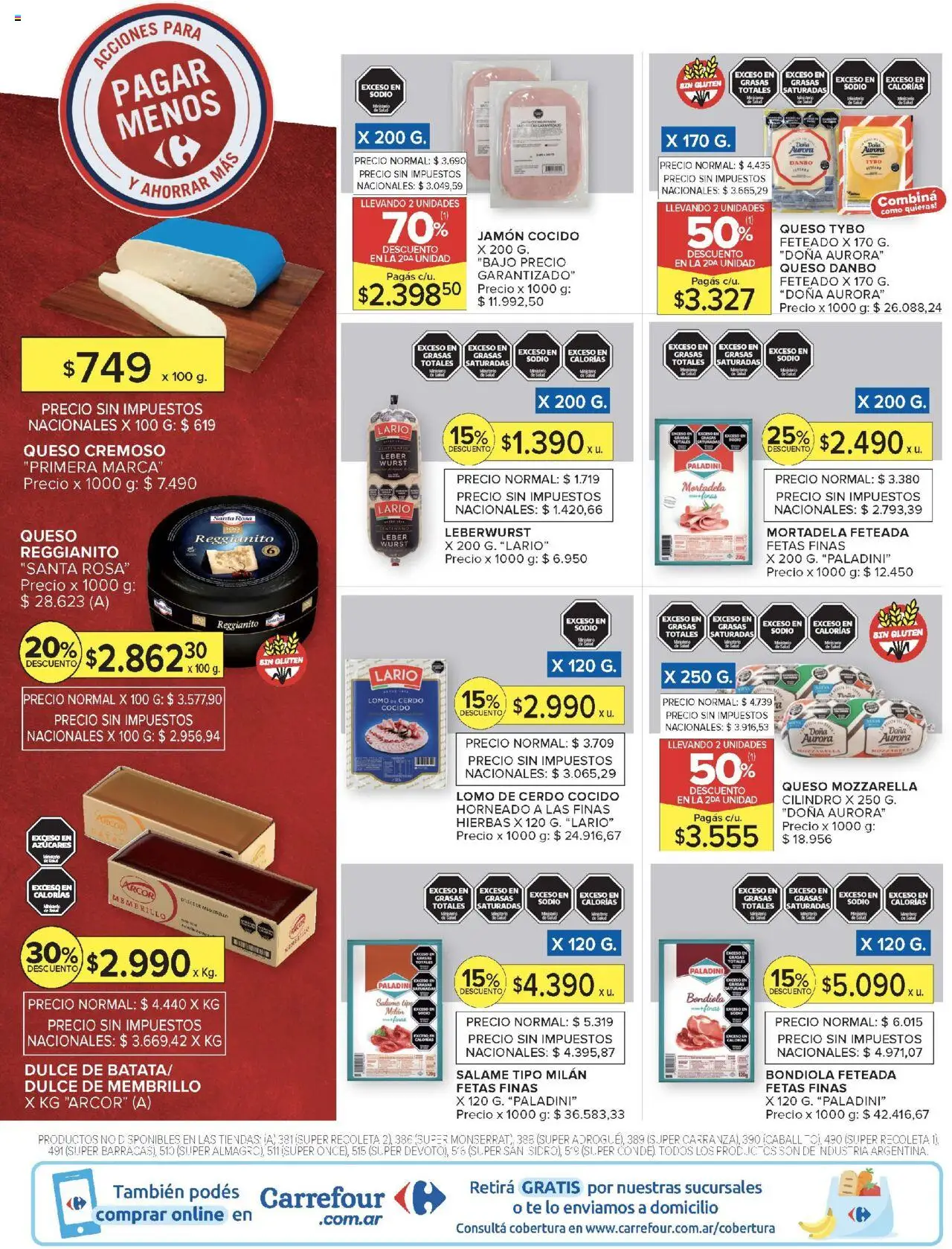 Carrefour ofertas - CABA │ válido desde el 12.08.2025 | Página: 43 | Productos: Jamón cocido, Mortadela, Cerdo, Té