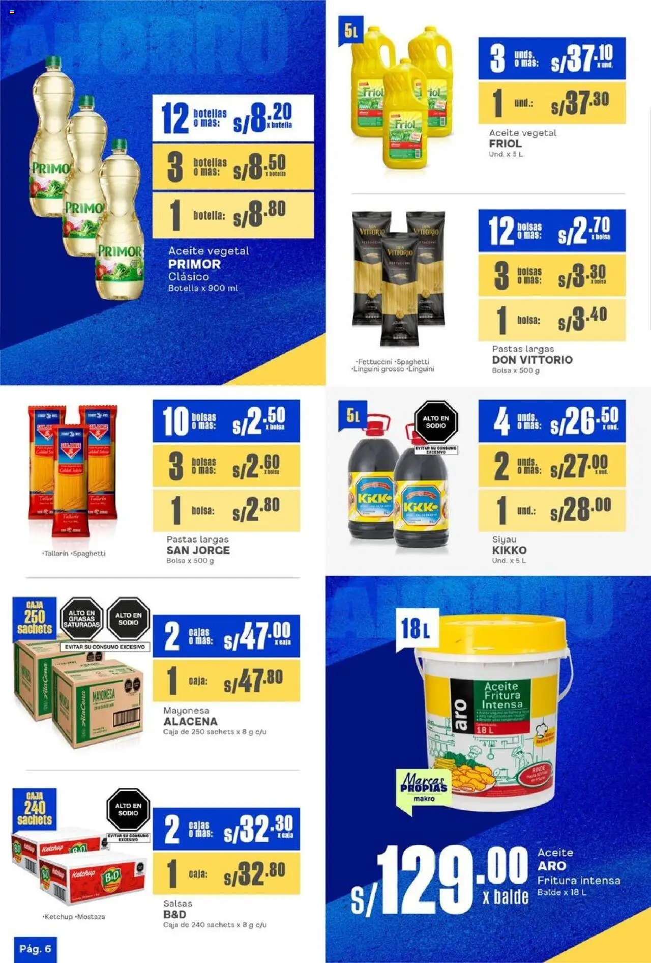 Catálogo Makro válido desde 25.09.2025 | Página: 6 | Productos: Caja, Aceite, Bolsa