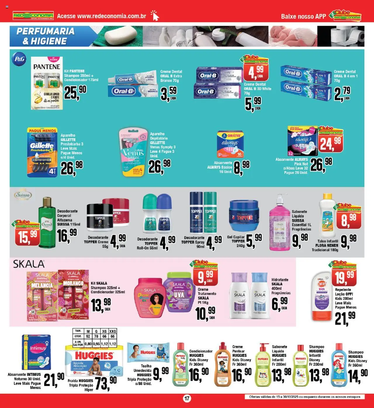 RedEconomia Folheto - válido de 15.10.2025 | Página: 17 | Produtos: Shampoo, Talco, Desodorante, Kit skala