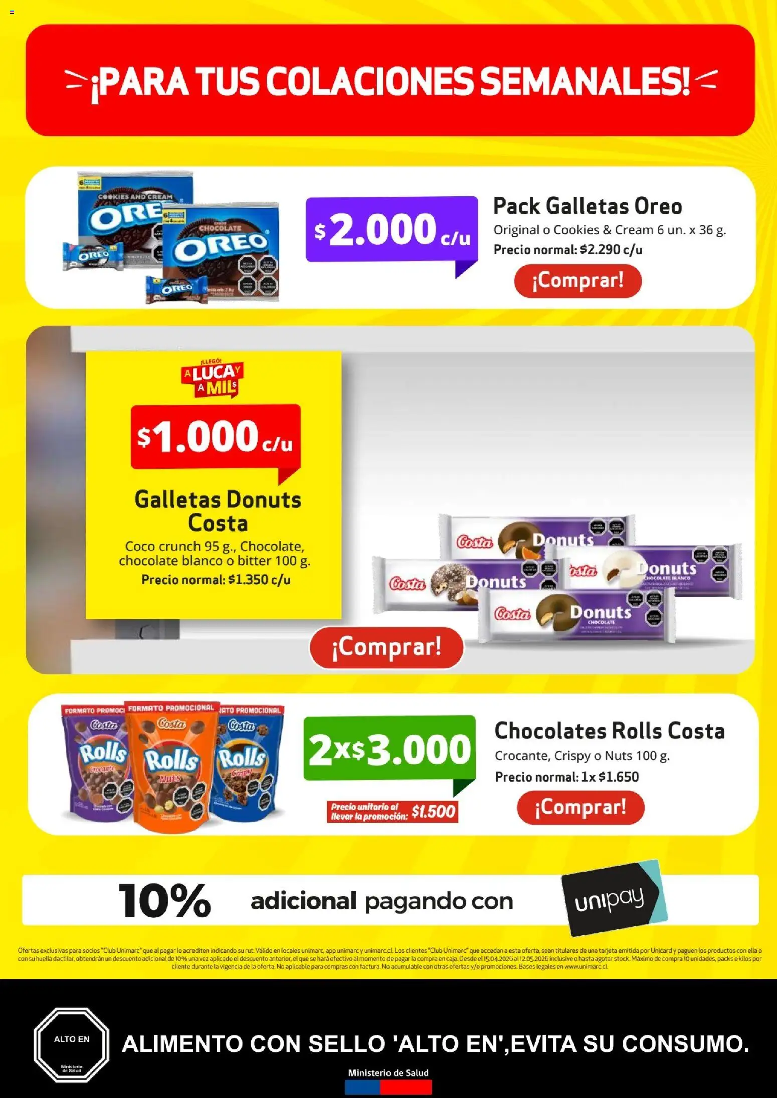 Unimarc Ofertas │ válido desde el 15.04.2026 | Página: 4 | Productos: Chocolate, Galletas