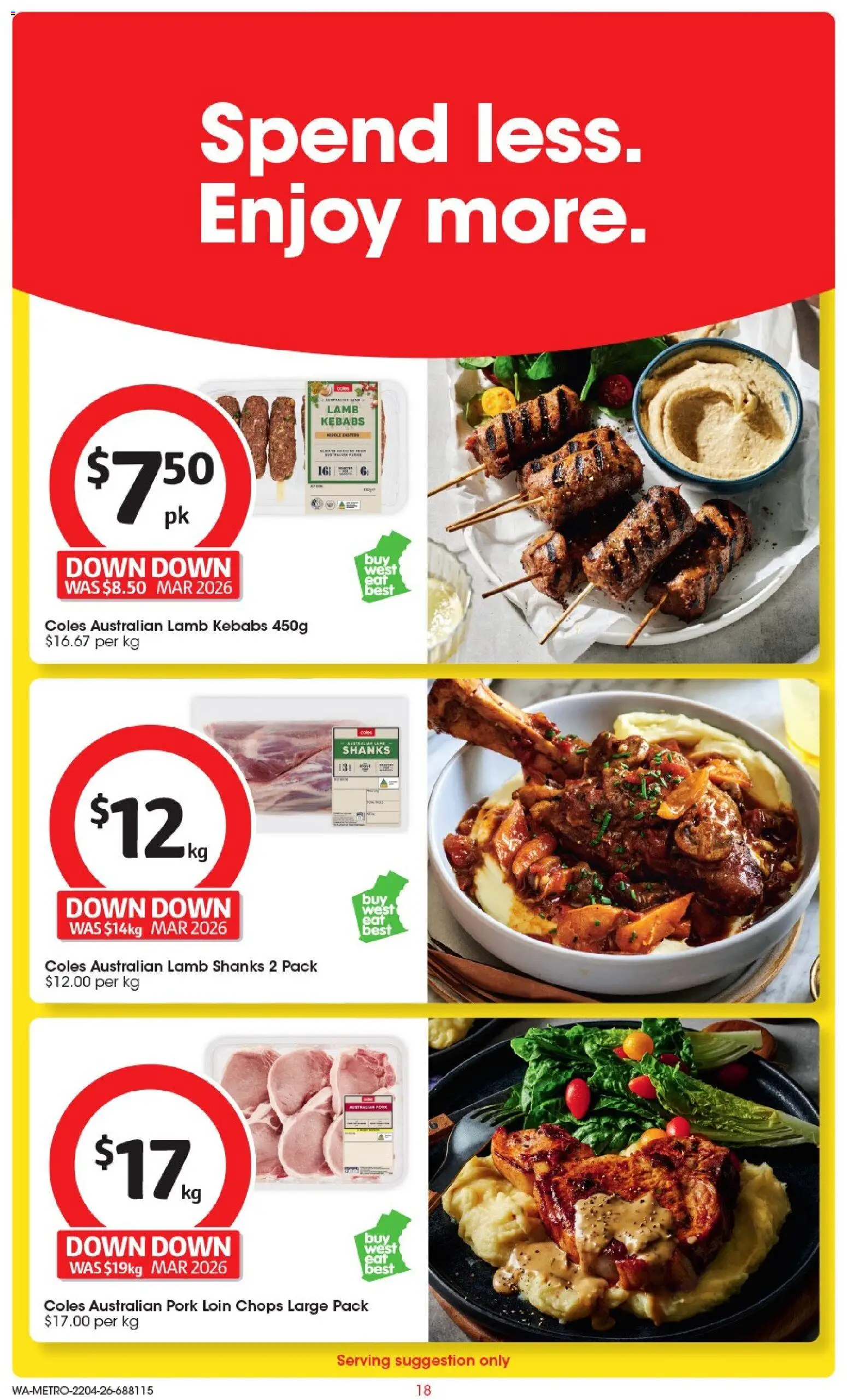 Coles catalogue - valid from 22.04.2026 | Page: 18 | Products: Pork, Lamb