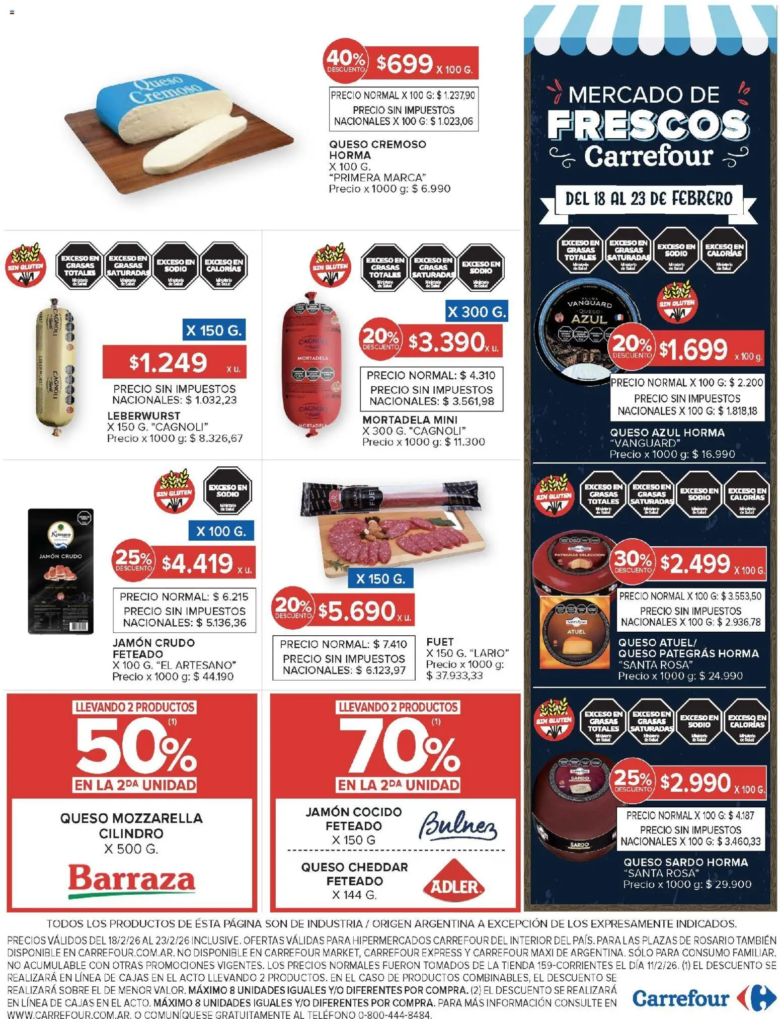 Carrefour ofertas │ válido desde el 18.02.2026 | Página: 19 | Productos: Sobre, Rosario, Jamón crudo, Jamón