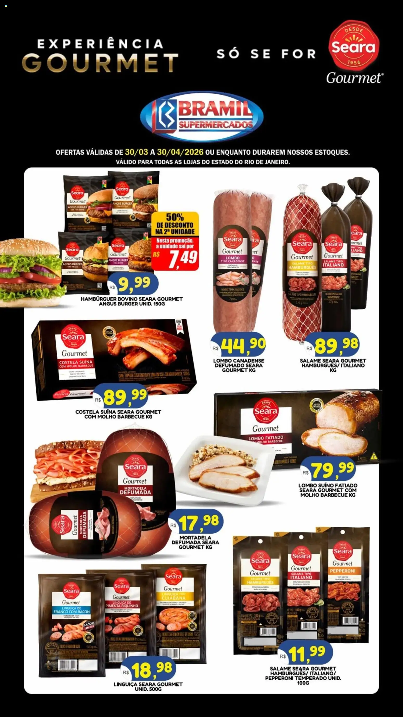 Bramil Supermercados Folheto - válido de 30.03.2026 | Página: 1 | Produtos: Pimenta, Lombo, Hambúrguer, Frango