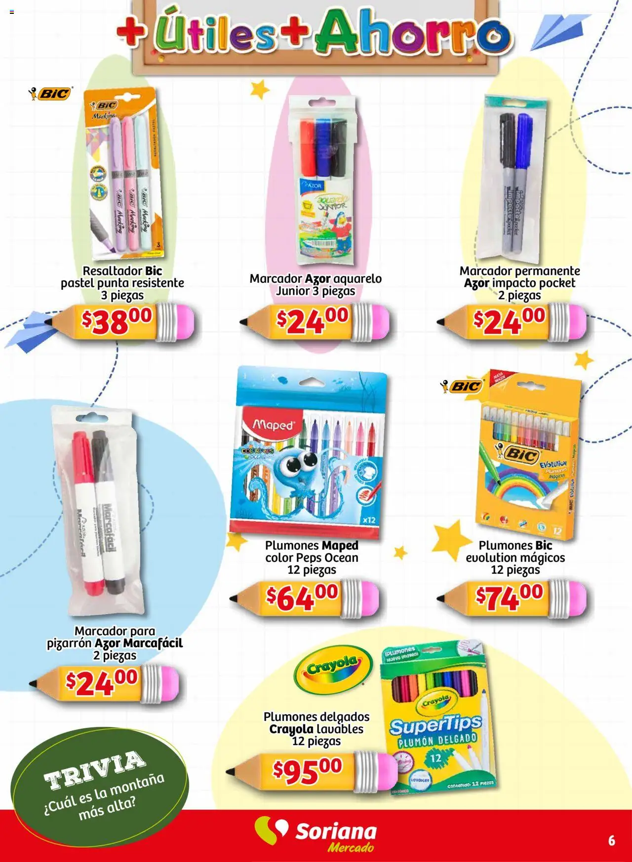 Nuevas ofertas de Soriana válidas en toda la República Mexicana desde el 14.08.2025. ¡Encuentra las mejores ofertas en Soriana - Más Útiles más Ahorro Mercado Nacional! | Página: 6 | Productos: Pastel, Pizarrón