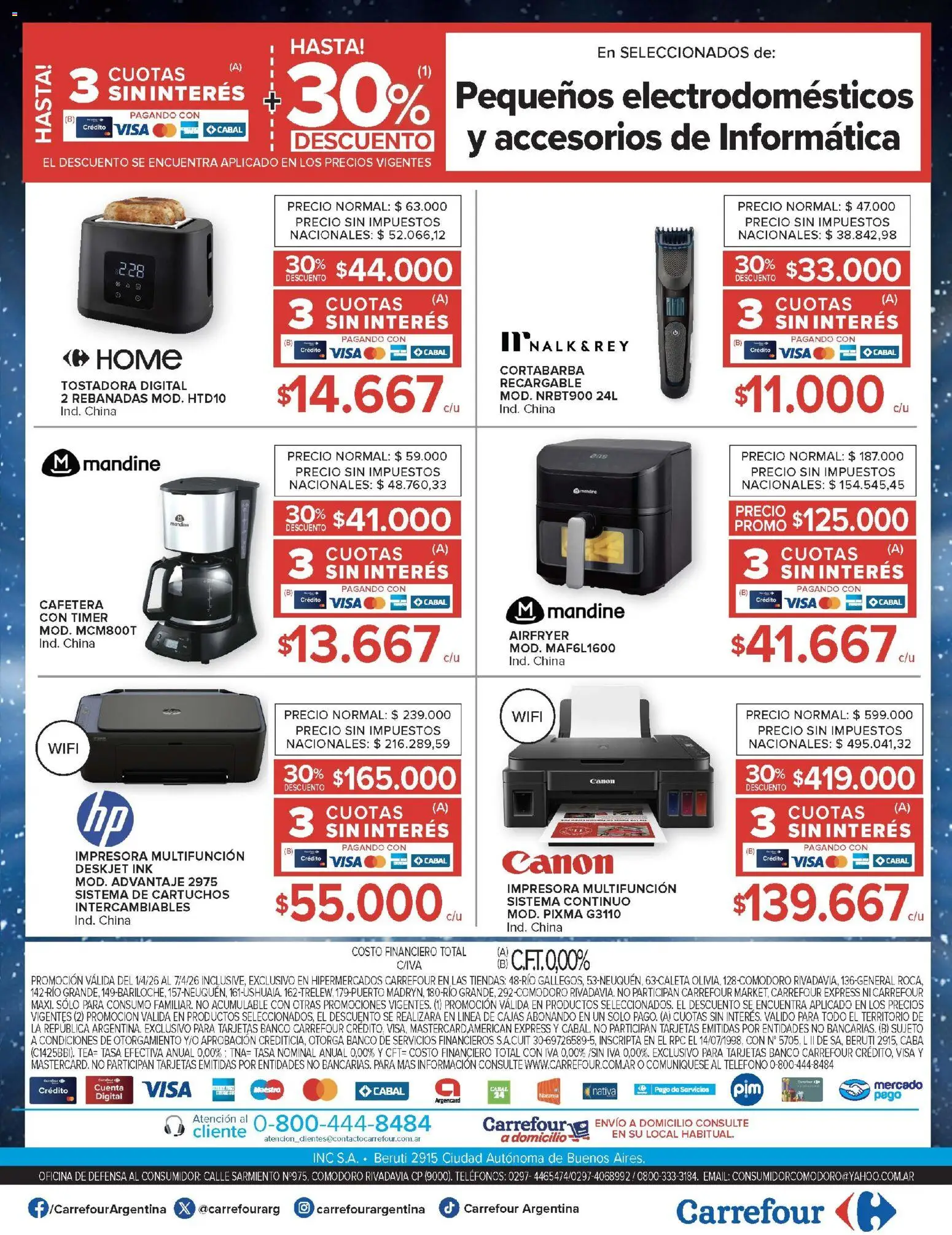 Carrefour ofertas │ válido desde el 01.04.2026 | Página: 29 | Productos: Teléfono, Impresora, Banco, Tostadora