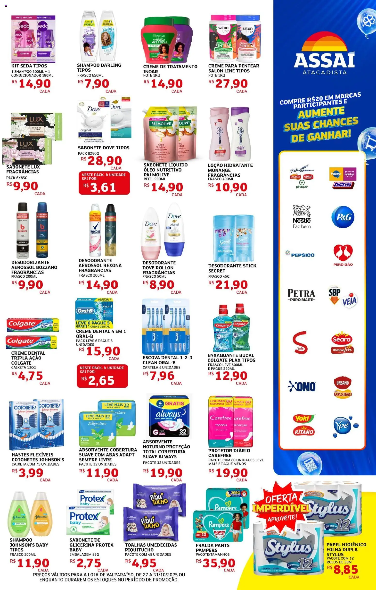 Assaí Atacadista Folheto - válido de 27.10.2025 | Página: 7 | Produtos: Shampoo, Melancia, Pampers, Rexona