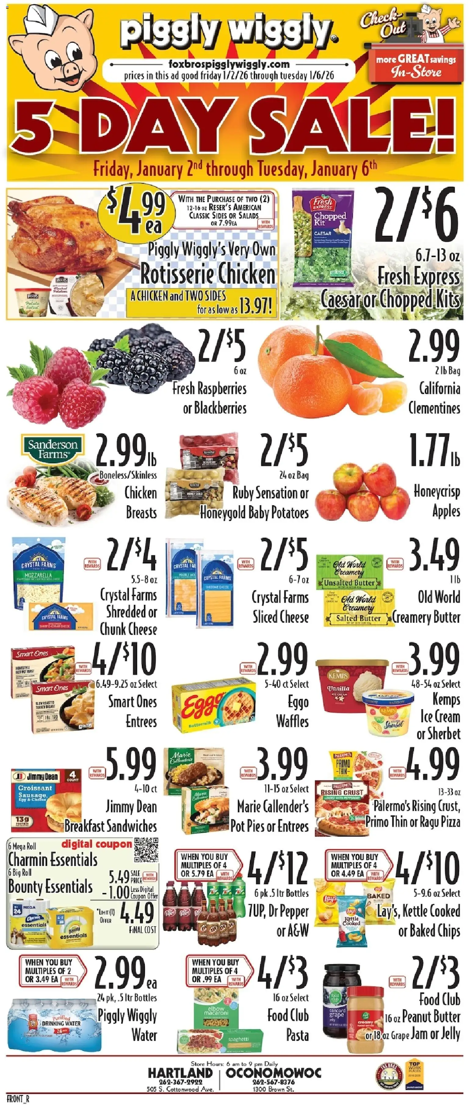 Piggly Wiggly Weekly Ad - valid from 02.01.2026 | Page: 1 | Products: Cream, Ice cream, Sausage, Kettle