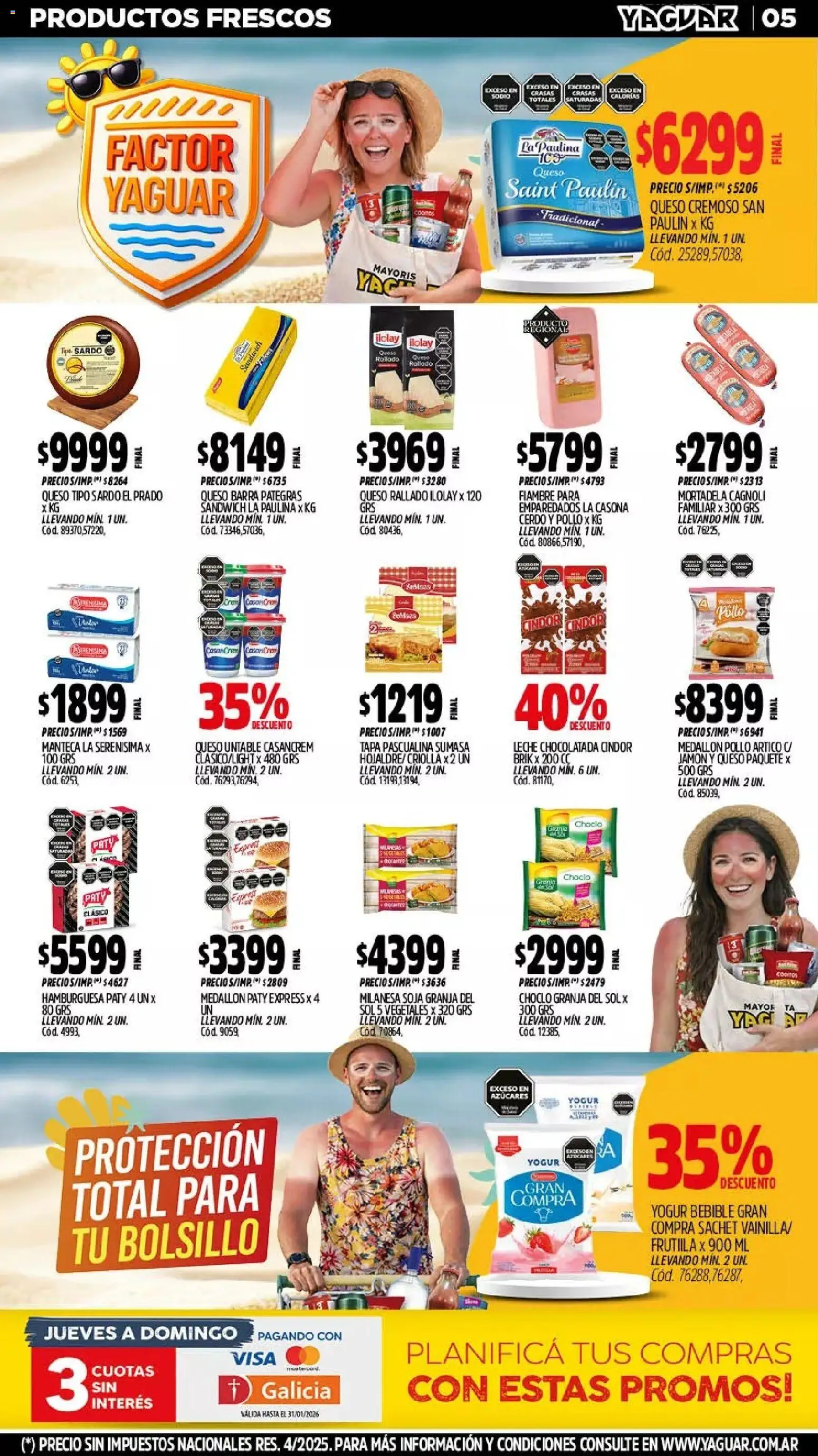 Yaguar - Oferta Semanal Neuquen │ válido desde el 26.01.2026 | Página: 5 | Productos: Milanesa, Mortadela, Leche, Chocolatada