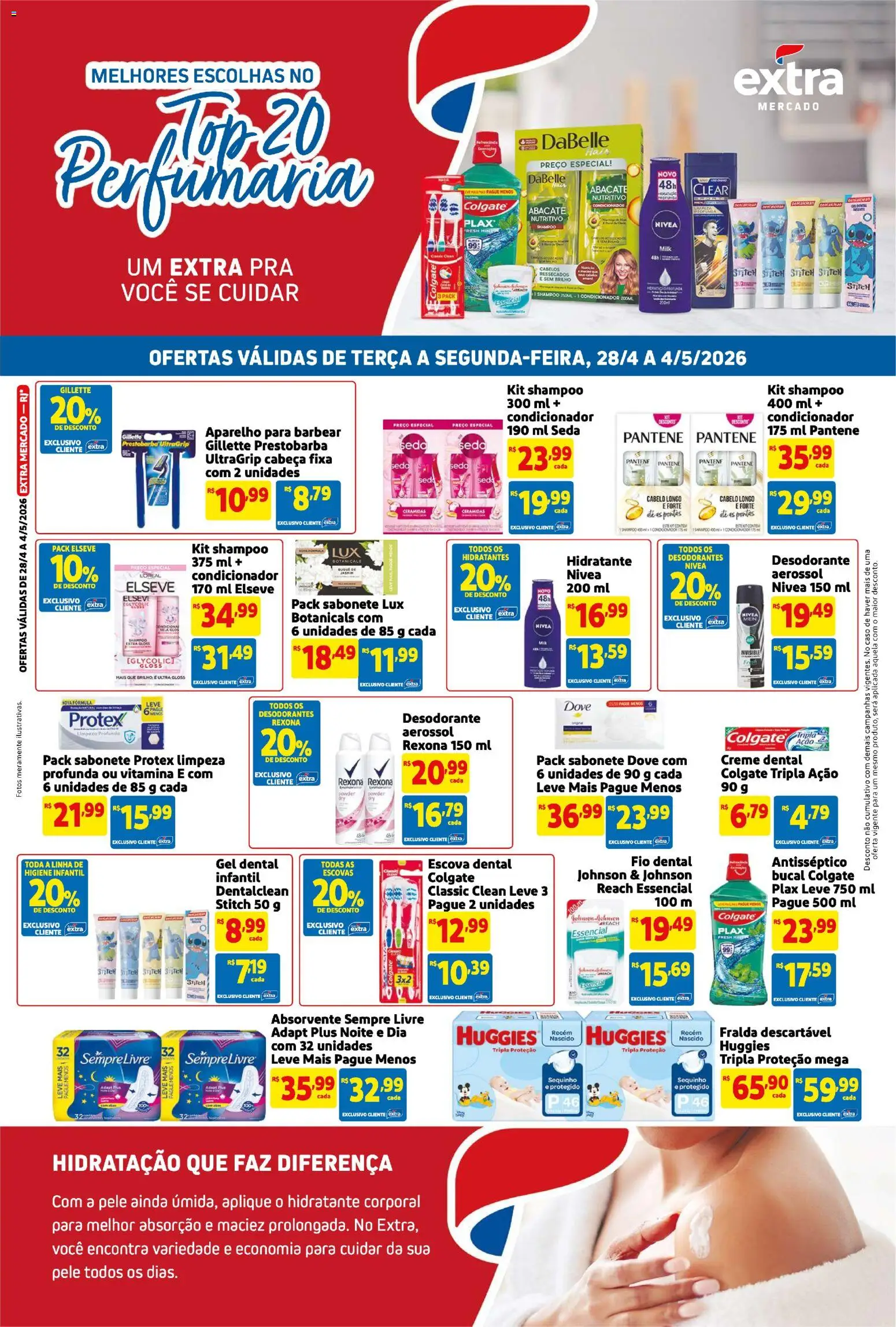 Extra Folheto - válido de 28.04.2026 | Página: 4 | Produtos: Condicionador, Hidratante corporal, Sabonete, Creme dental