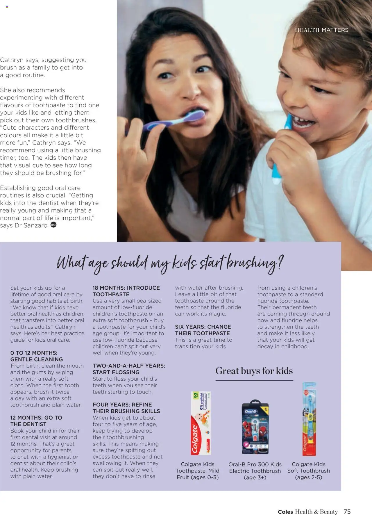 Coles catalogue - valid from 07.04.2025 | Page: 75 | Products: Brush, Toothpaste, Water, Toothbrush