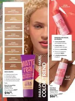 Vista previa de Base de maquillaje líquida mate, Cobertura total mate. A prueba de agua. Con ácido salicílico. Ayuda a controlar el brillo. Con extracto de té verde. 8 tonos. 25 ml, nuevo folleto de la tienda, válido en México a partir del 10.01.2026 | Página: 67