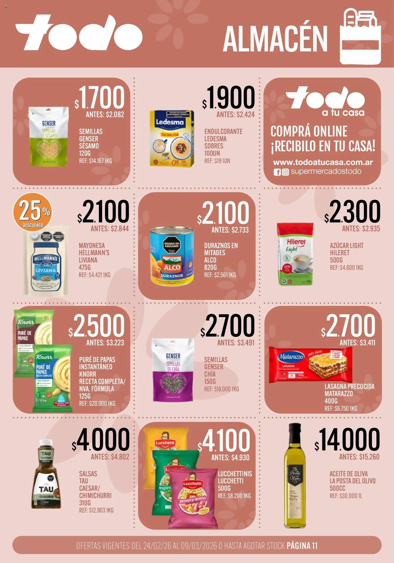 Supermercados TODO - Ofertas │ válido desde el 24.02.2026 | Página: 11 | Productos: Azucar, Aceite, Oliva, Queso