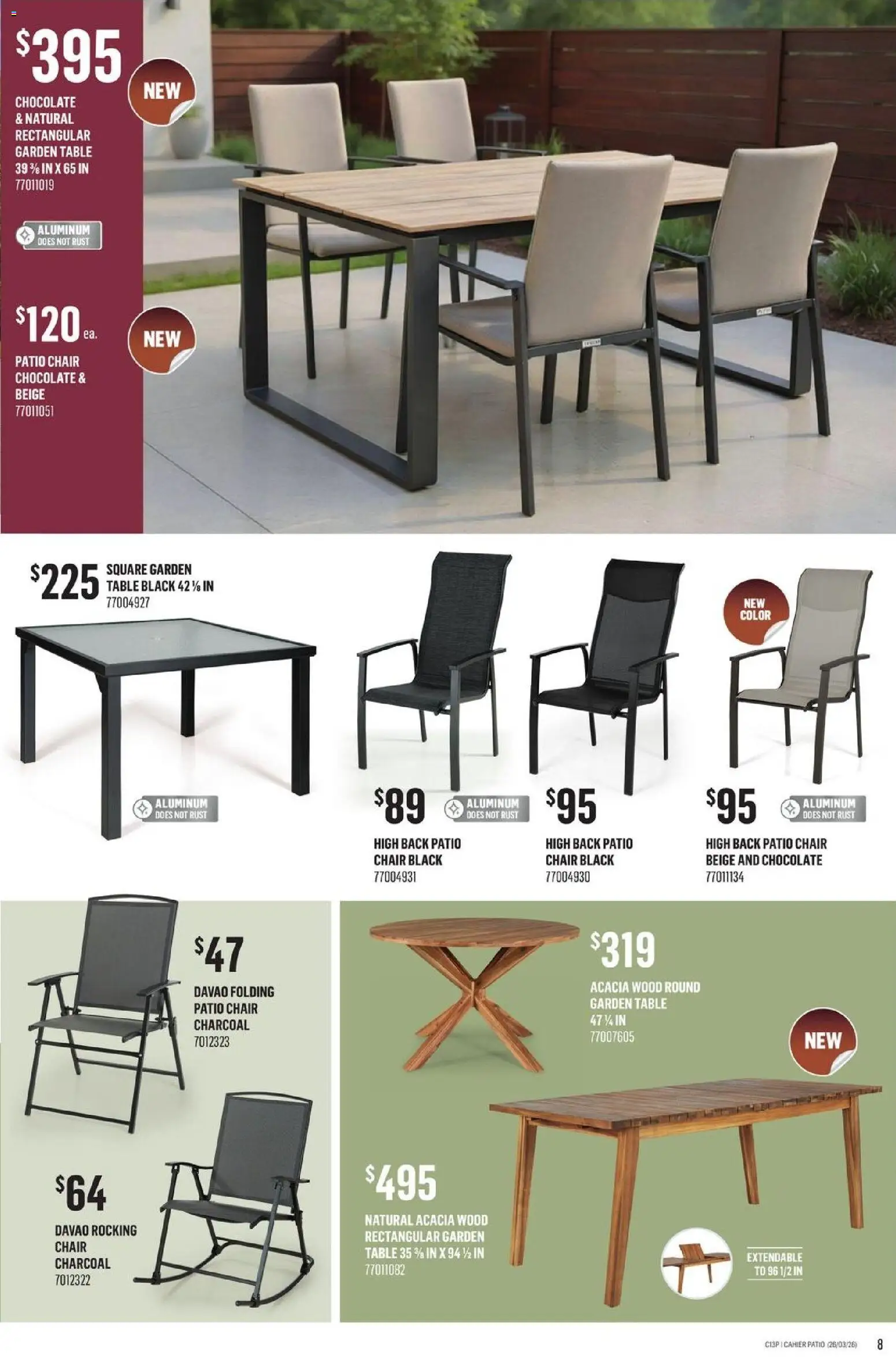 Canac flyer valid from 26.03.2026 | Page: 8 | Products: Table, Chair, Chocolate
