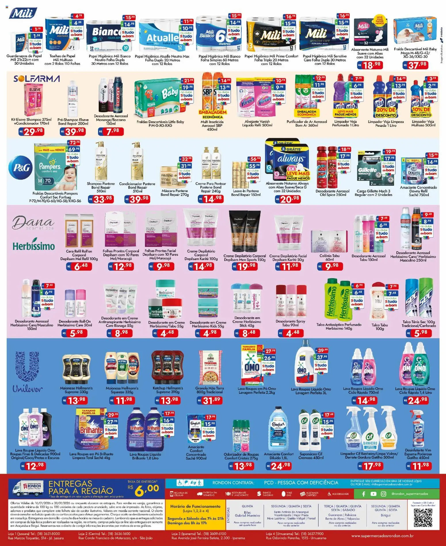 Supermercados Rondon Folheto - válido de 16.01.2026 | Página: 4 | Produtos: Condicionador, Purificador, Creme para pentear, Papel higiênico