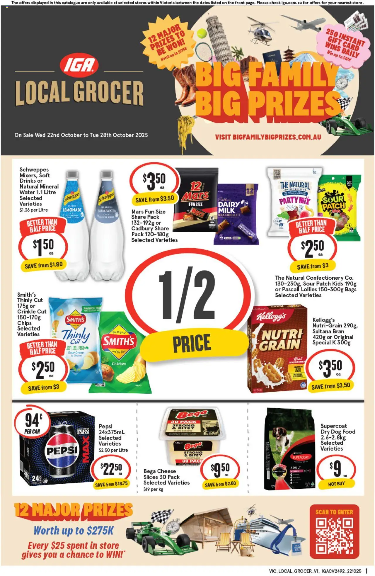 IGA catalogue - valid from 22.10.2025 | Page: 1 | Products: Chicken, Lollies, Chips, Water