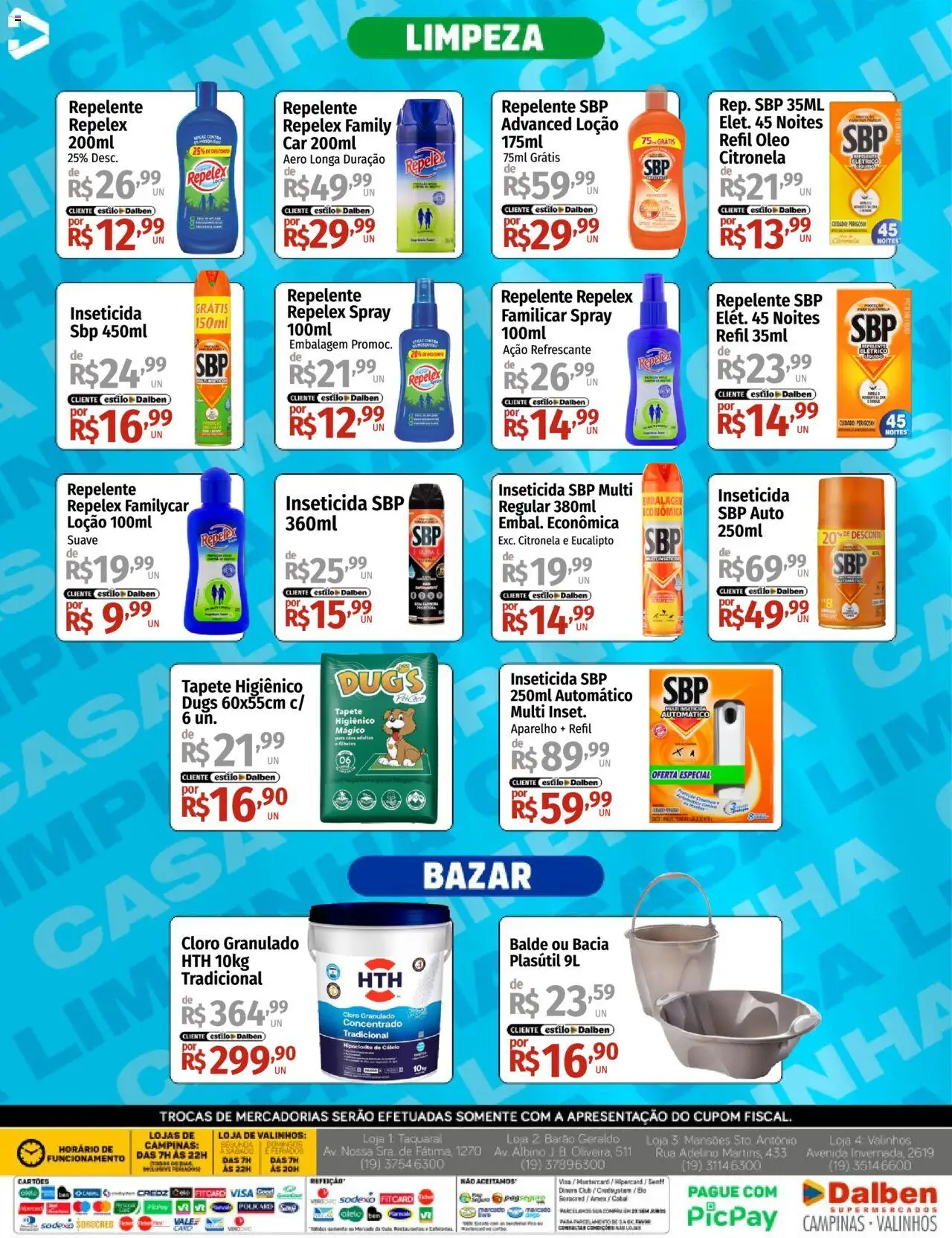 Supermercado Dalben Folheto - válido de 20.10.2025 | Página: 5 | Produtos: Cloro, Óleo, Tapete higiênico, Inseticida