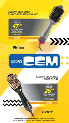 Lojas Cem - Ofertas atuais - Pré-Visualização do folheto da loja Lojas Cem, válido de 01.11.2025 | Página: 134 | Produtos: Escova secadora, Escova, Carne