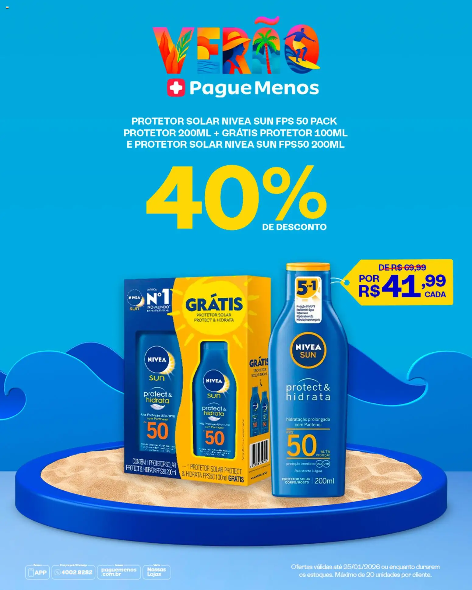Pague Menos Folheto - válido de 19.01.2026 | Página: 10 | Produtos: Protetor solar