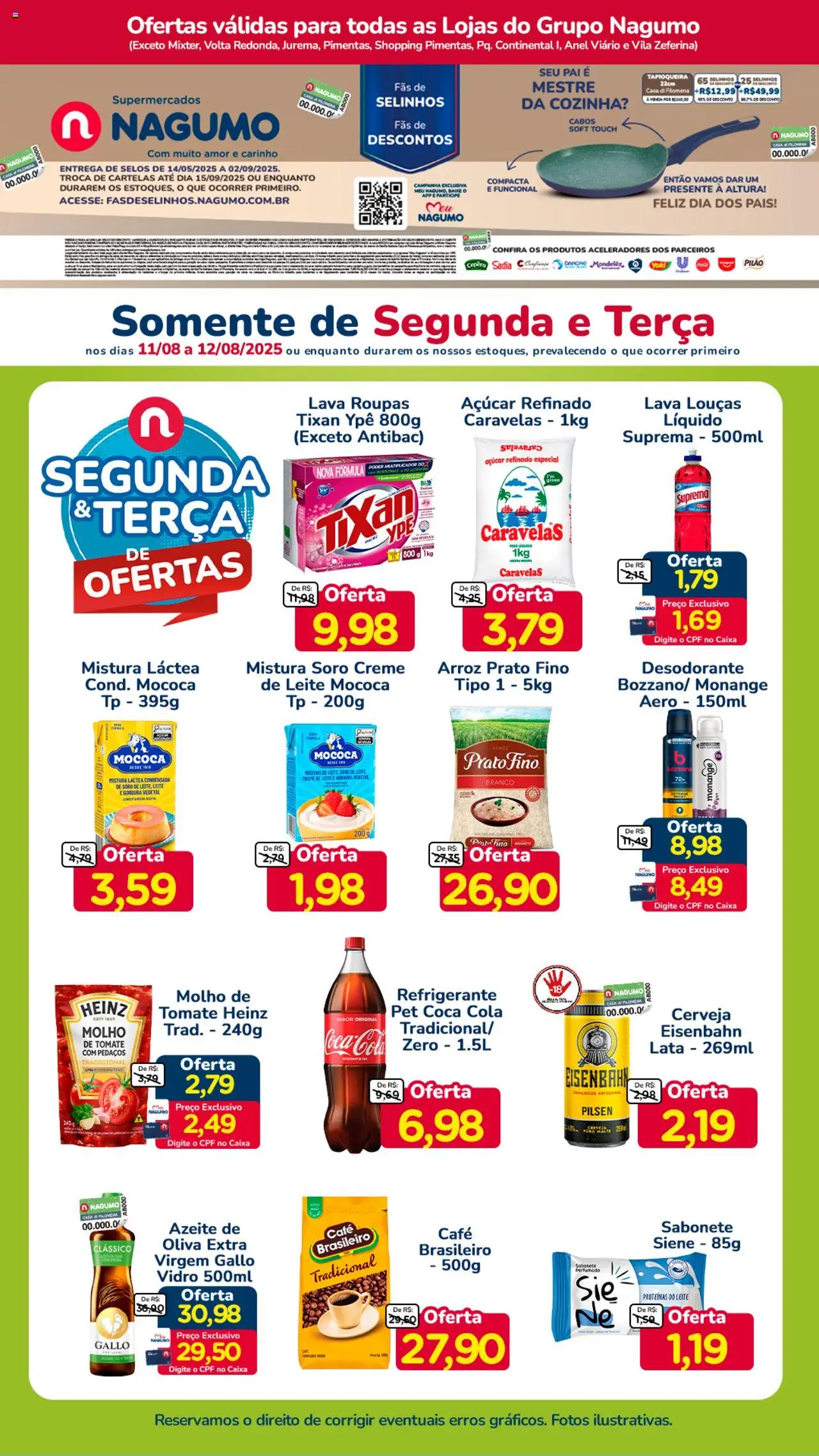 Nagumo Folheto - válido de 11.08.2025 | Página: 1 | Produtos: Leite, Cerveja, Açúcar, Azeite